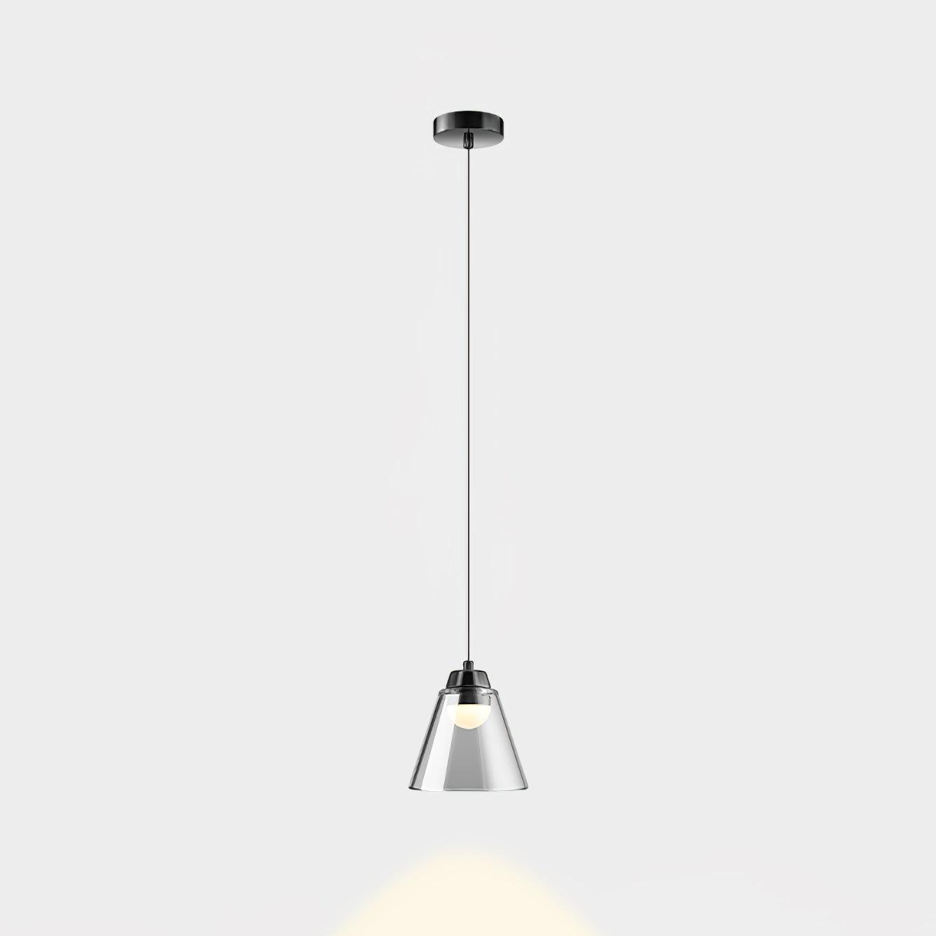 16 cm single clear pendant with round canopy and downward light