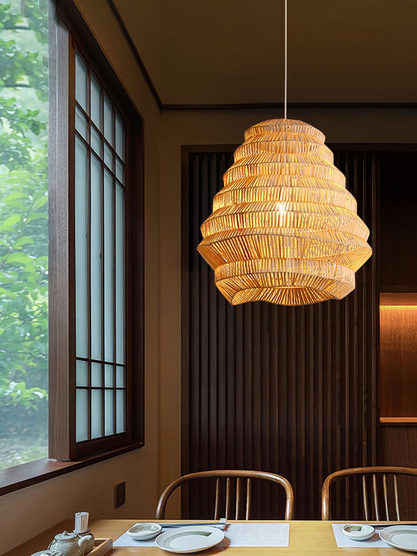 Bamboo Spiral Pendant Lamp - Cueteks