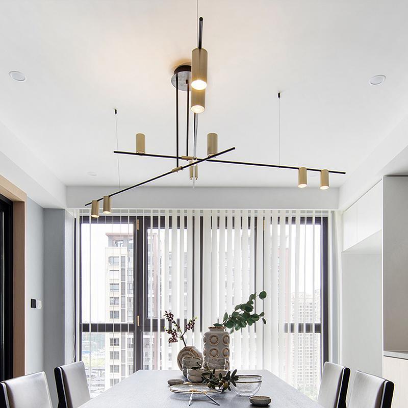 Tribes bar chandelier with cylindrical light heads