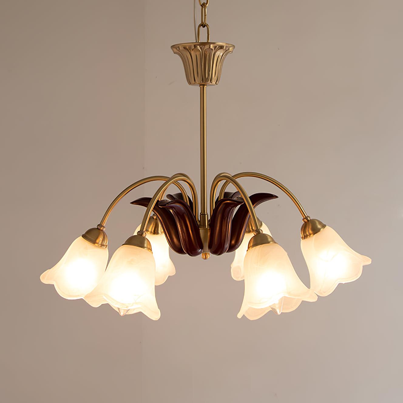 Brass Pastoral Flower Chandelier - Cueteks