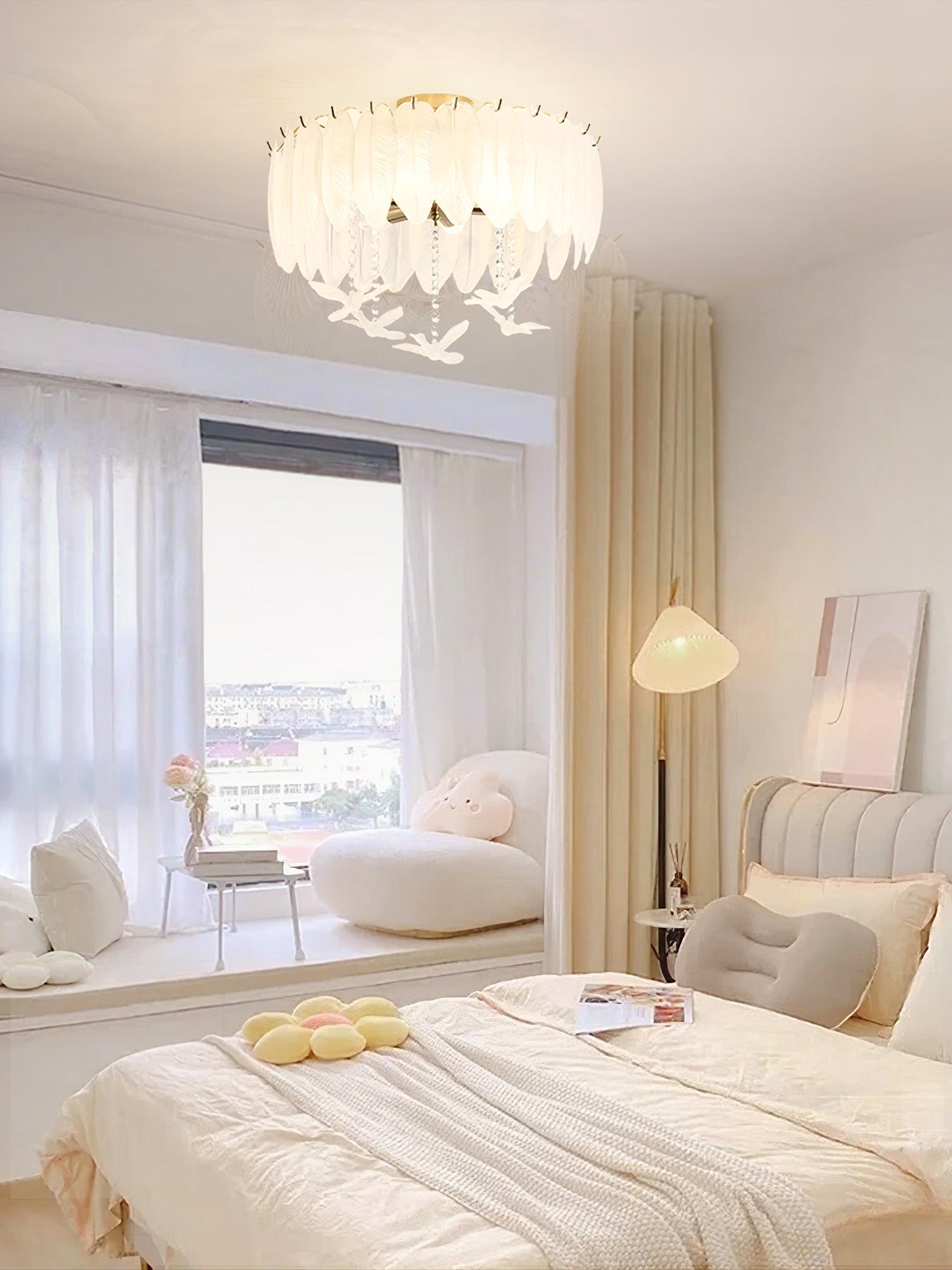 Glass Feather Ceiling Light - Cueteks