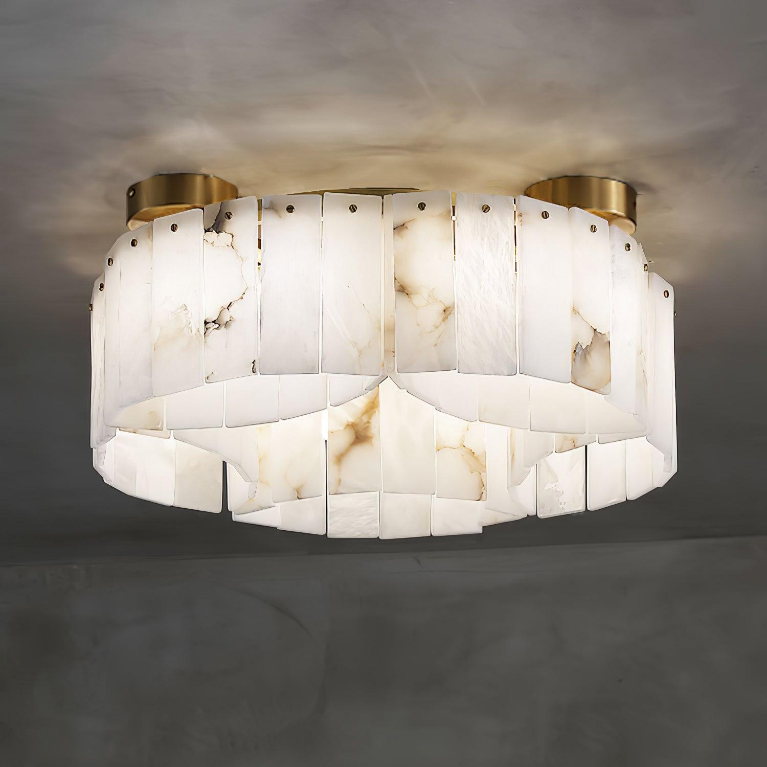 Luxe Alabaster Brass Ceiling Lamp - Cueteks