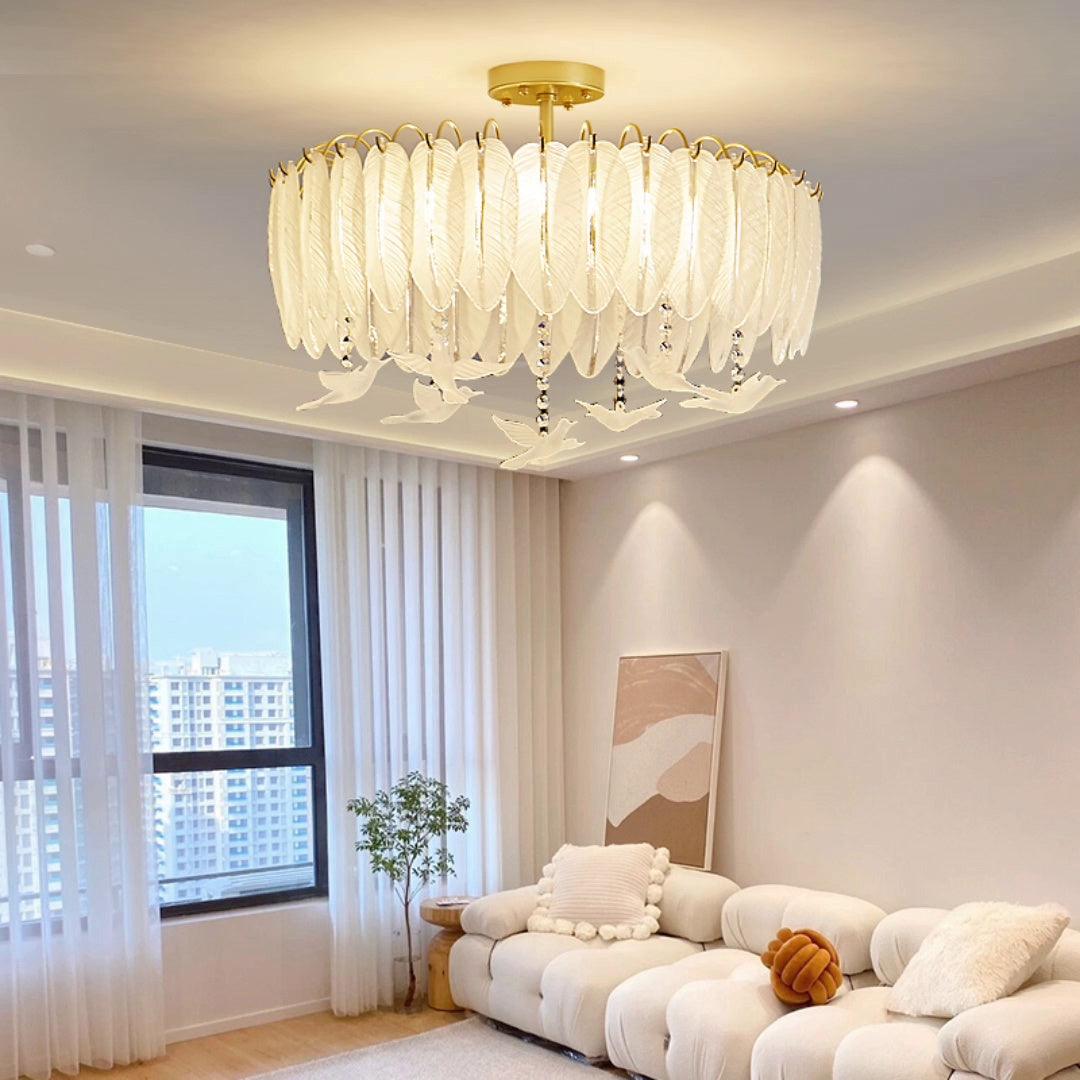 Glass Feather Ceiling Light - Cueteks