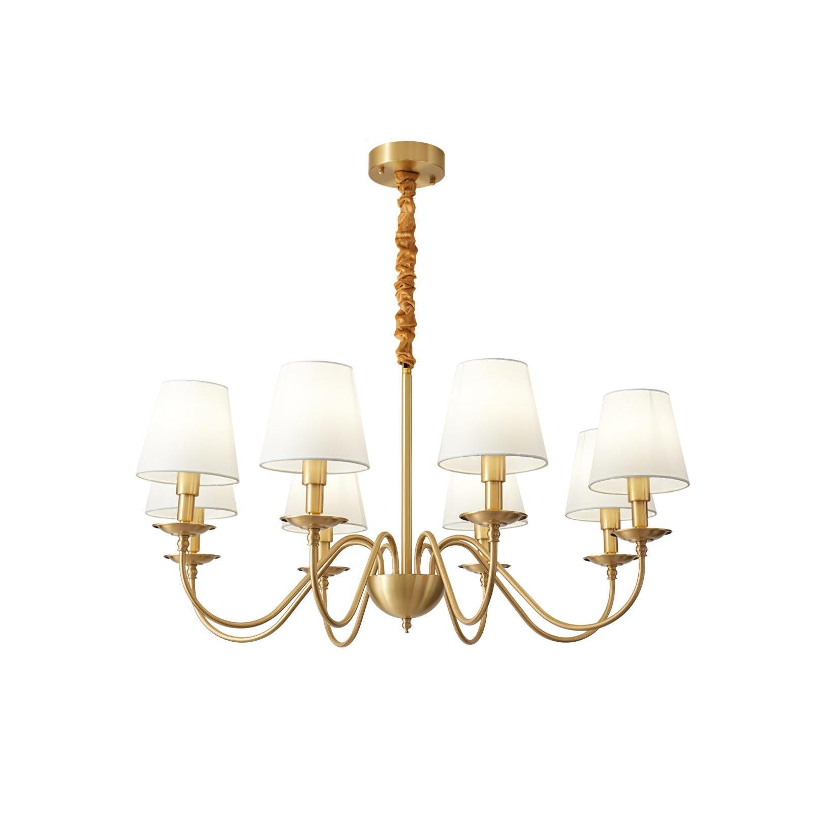 Tapered Fabric Brass Chandelier - Cueteks