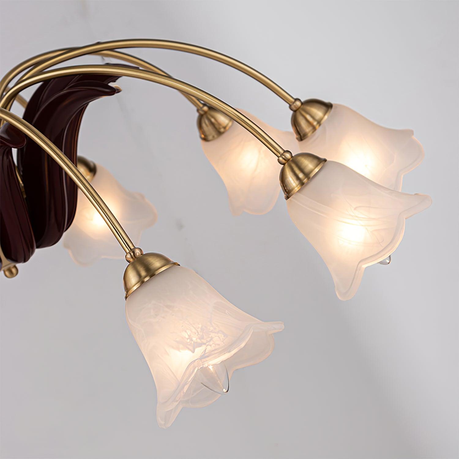 Brass Pastoral Flower Chandelier - Cueteks