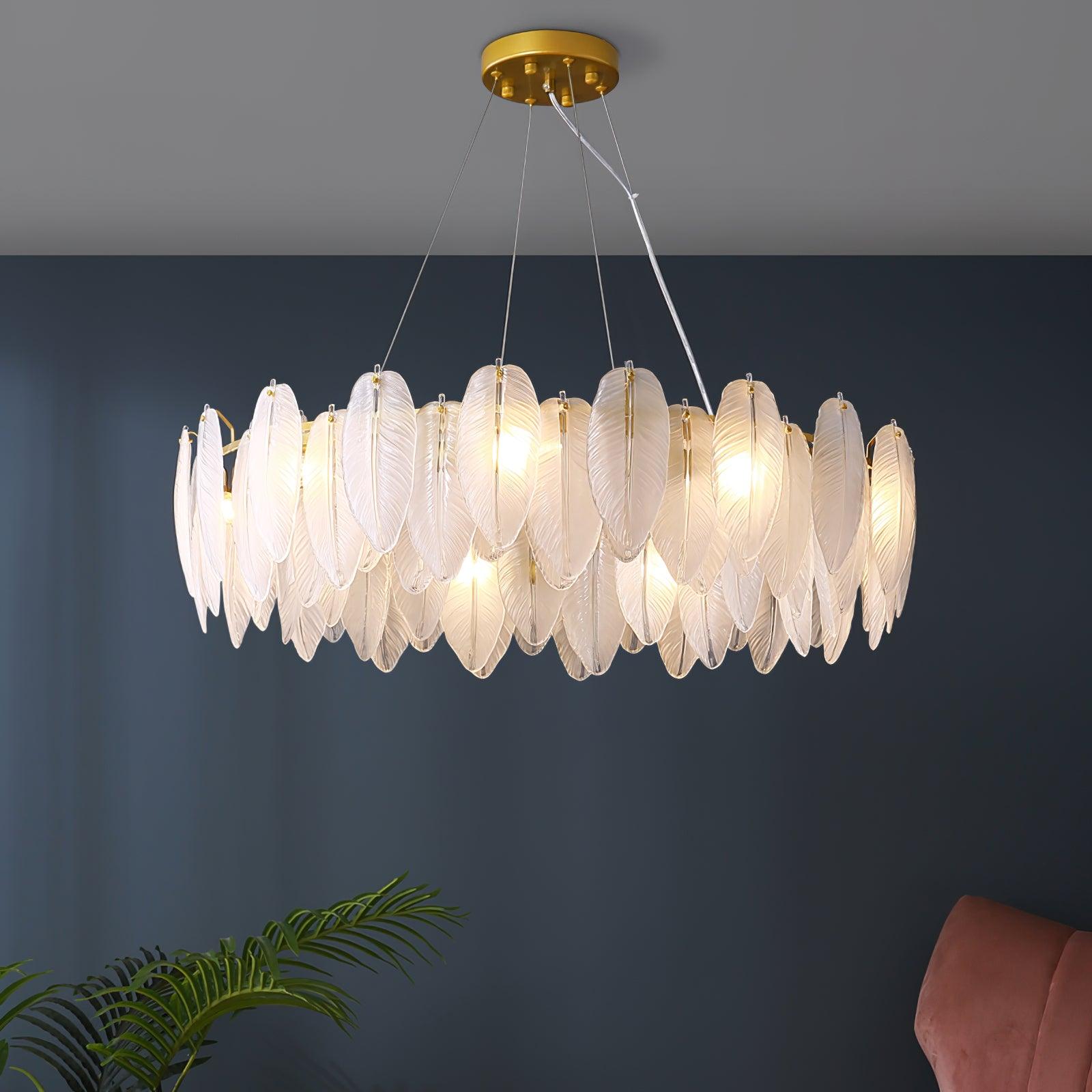 Glass Feather Chandelier - Cueteks