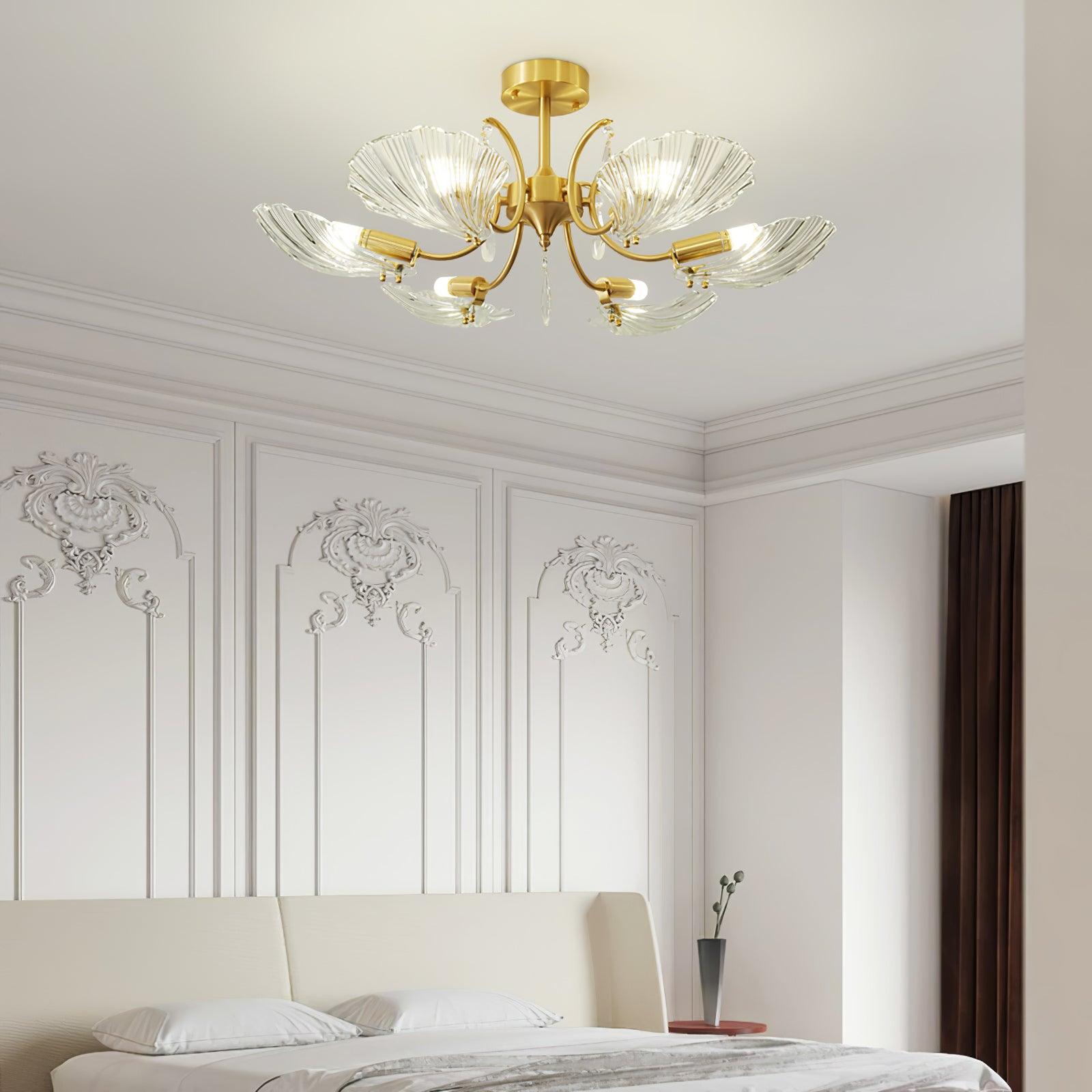 Shell Brass Ceiling Lamp - Cueteks