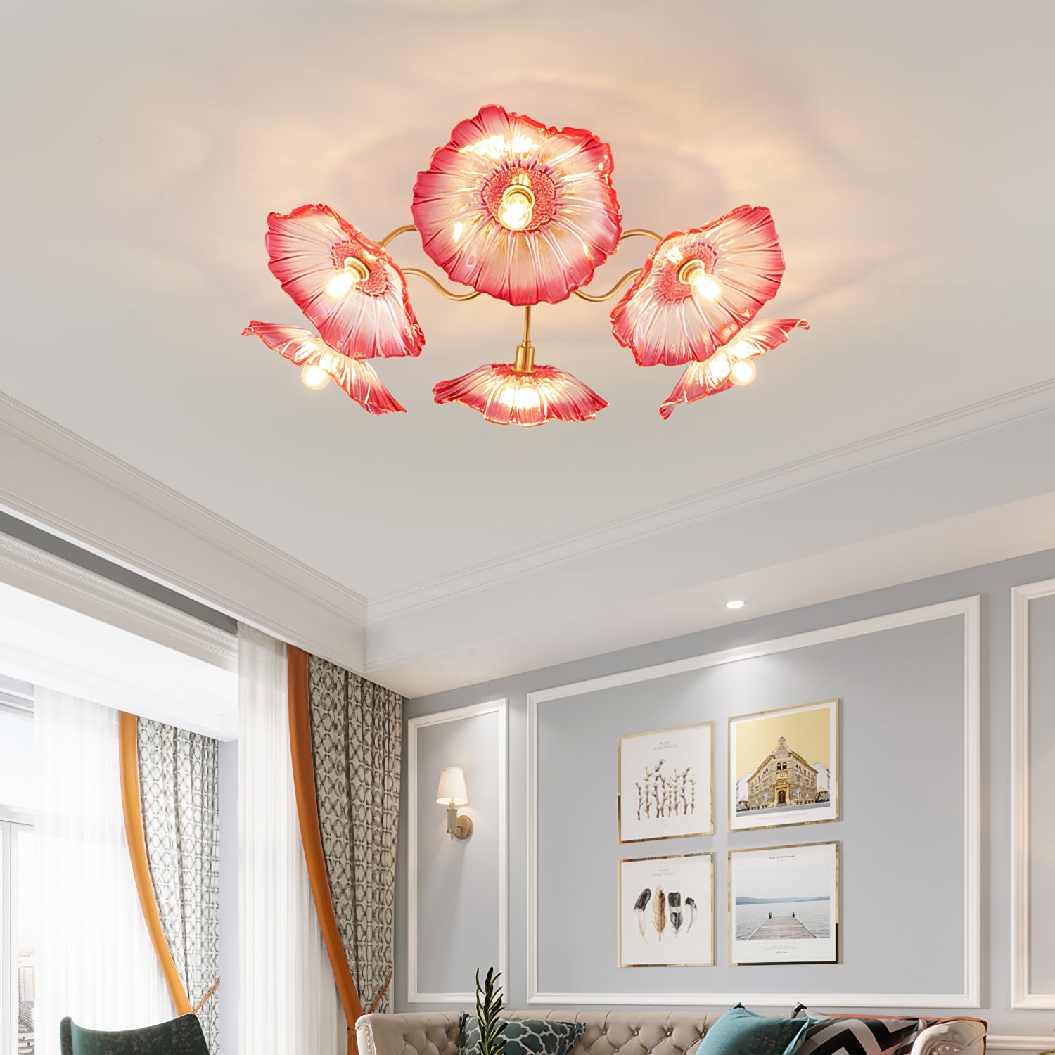 Lotus Leaf Glass Ceiling Lamp - Cueteks