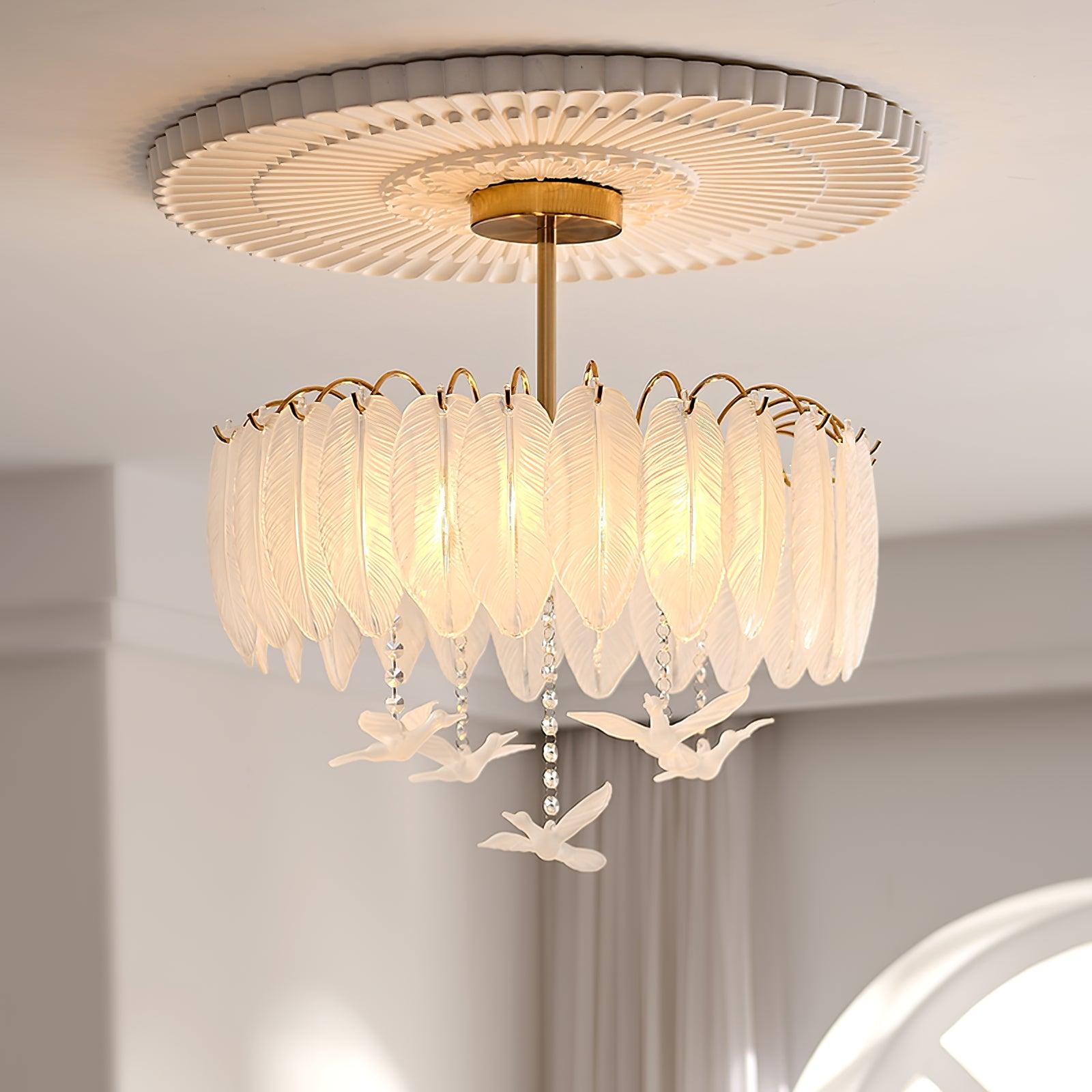 Glass Feather Ceiling Light - Cueteks