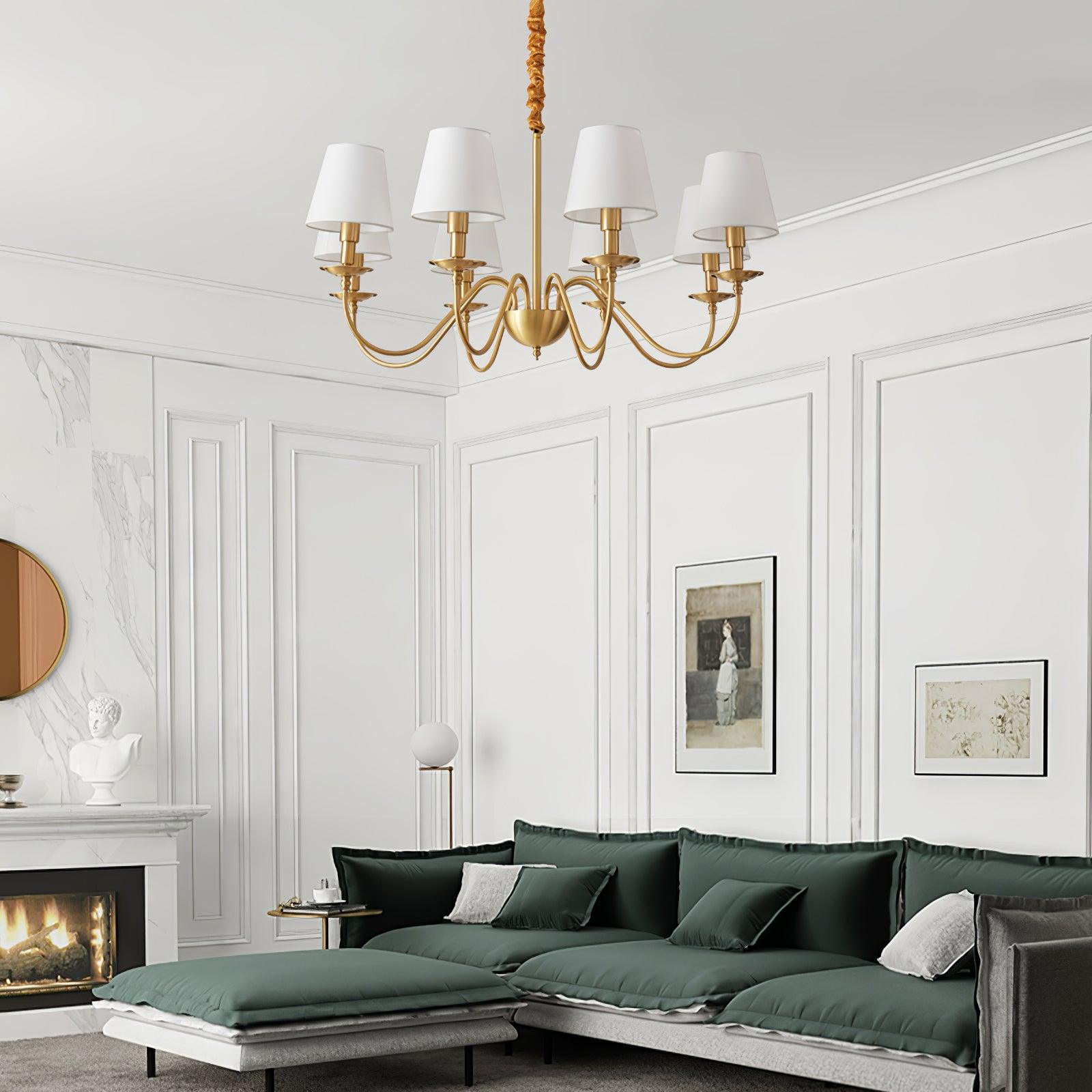 Tapered Fabric Brass Chandelier - Cueteks