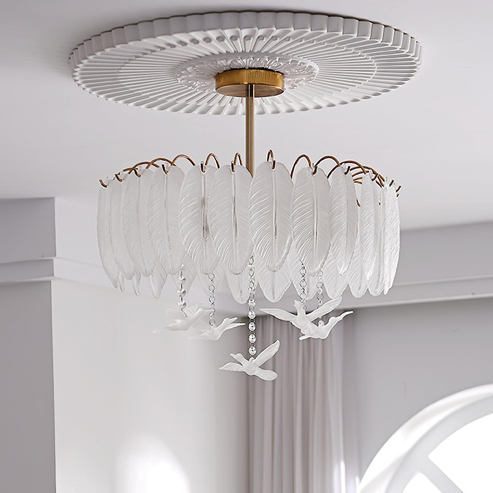 Glass Feather Ceiling Light - Cueteks