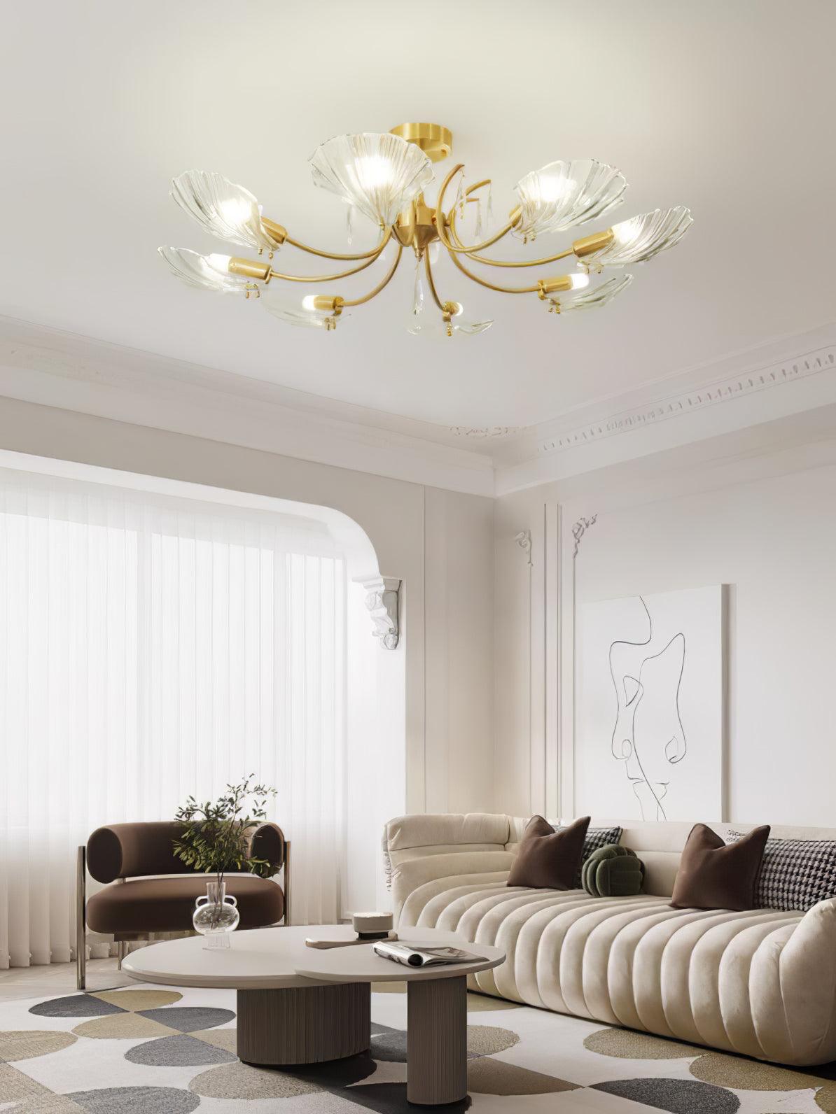Shell Brass Ceiling Lamp - Cueteks