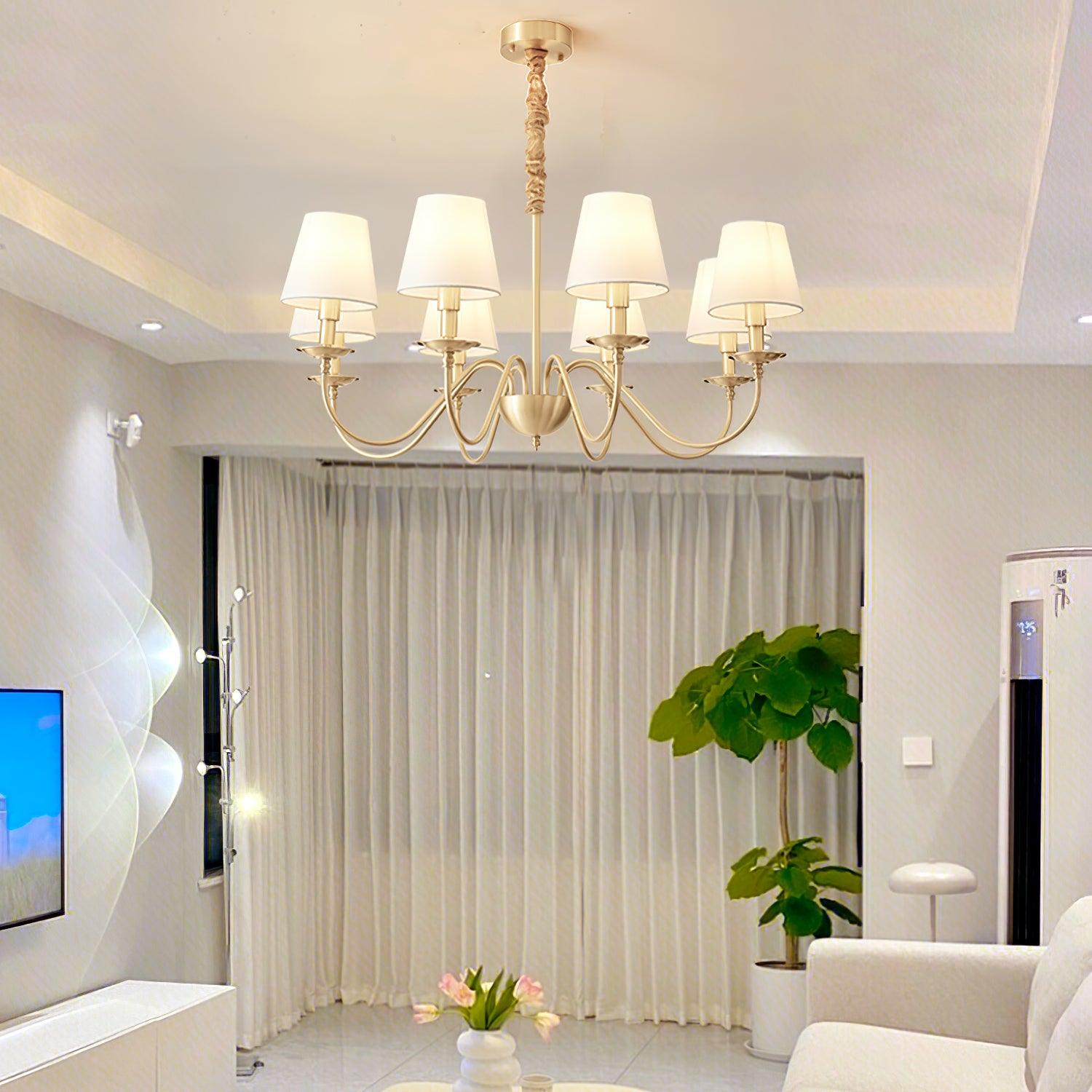 Tapered Fabric Brass Chandelier - Cueteks
