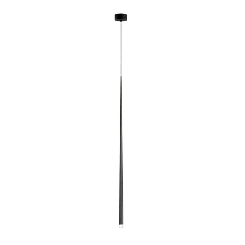 Slender Cone single black pendant with a round canopy, shown for the 100 cm tube version