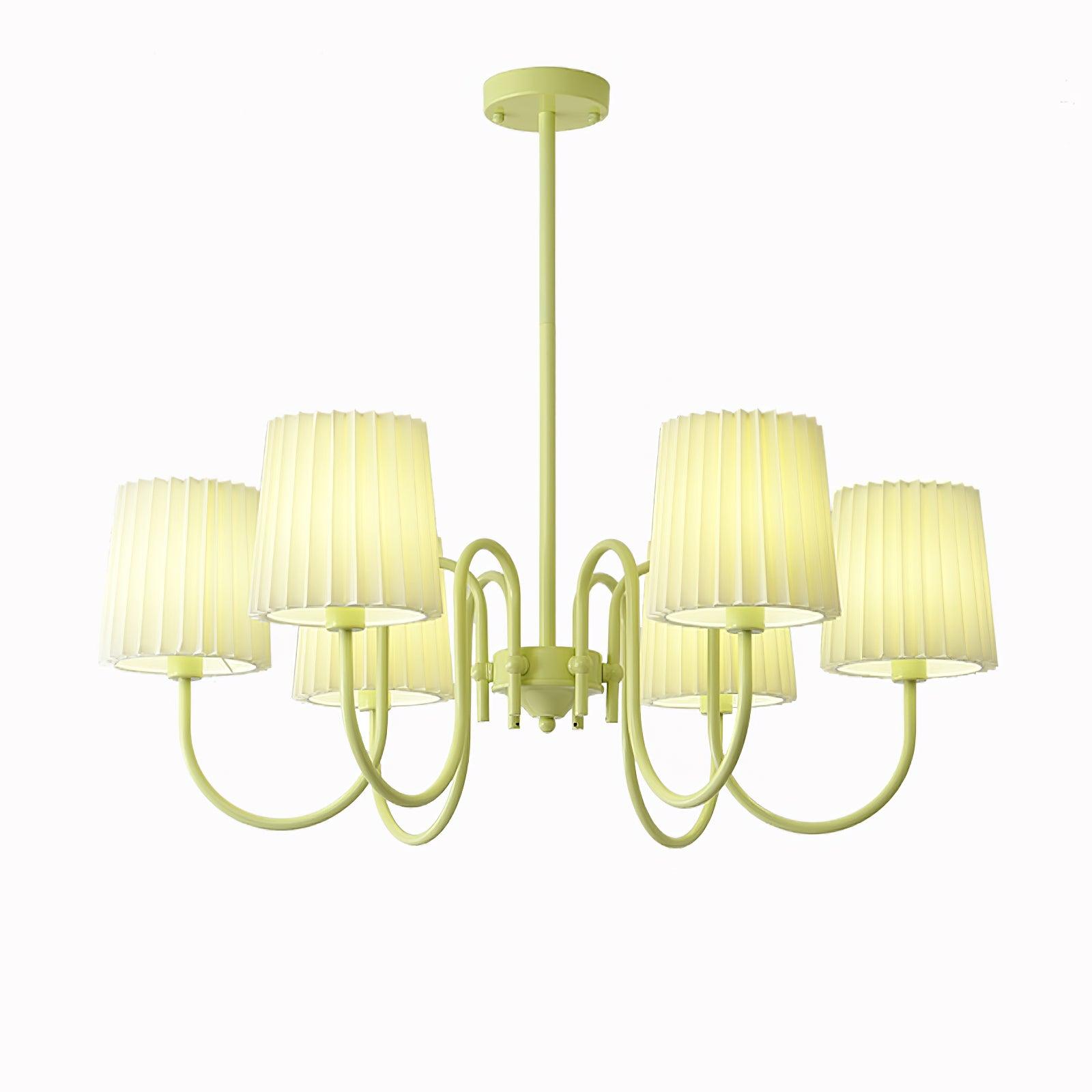 Pleated Fabric Matcha Chandelier - Cueteks