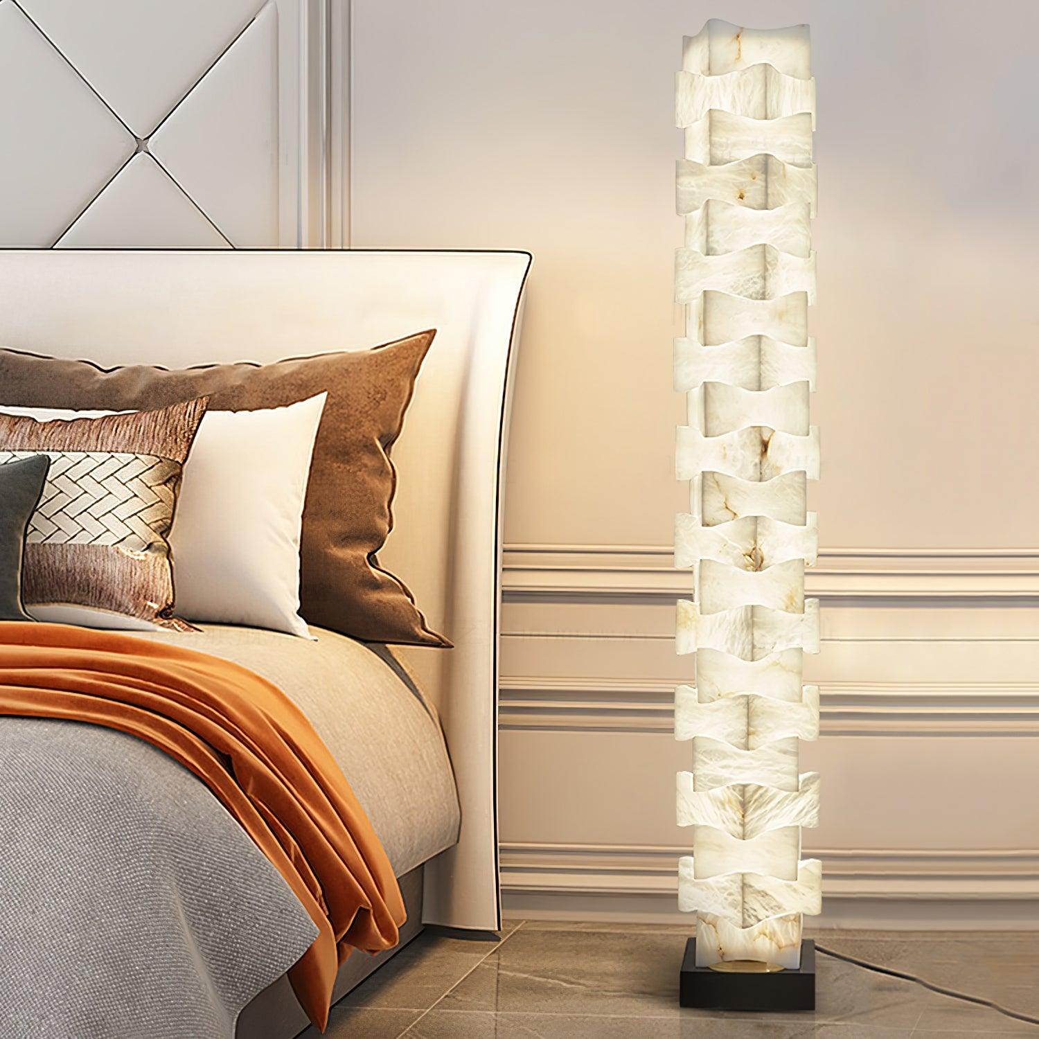 Stacked Alabaster Squares Floor Lamp - Cueteks