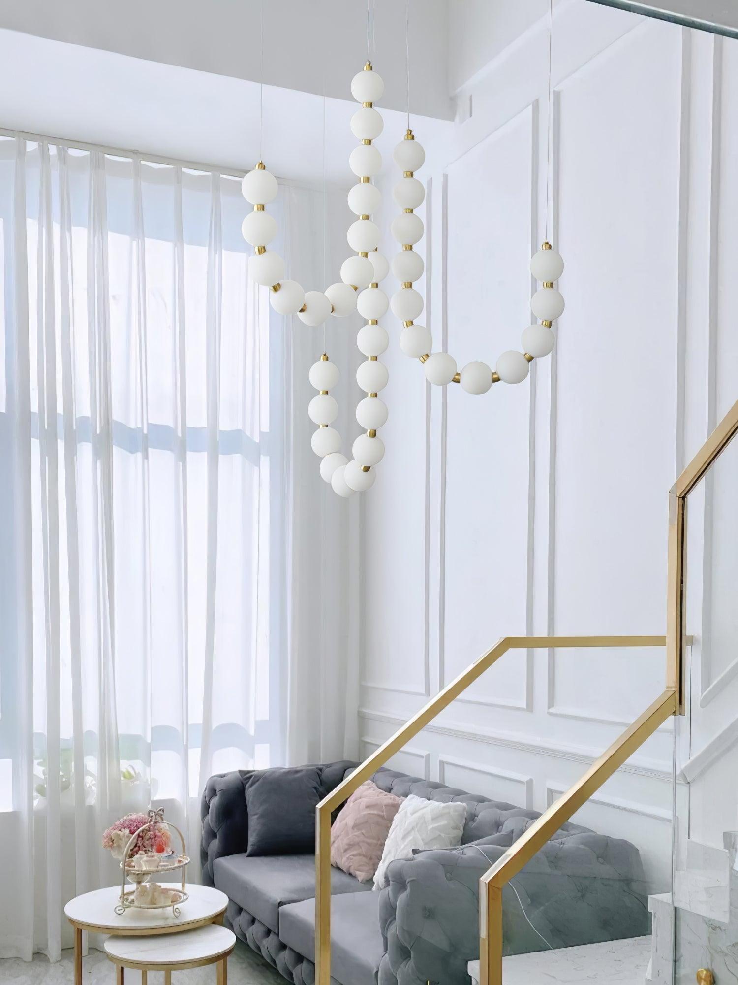 Glass Pearl Necklace Chandelier - Cueteks