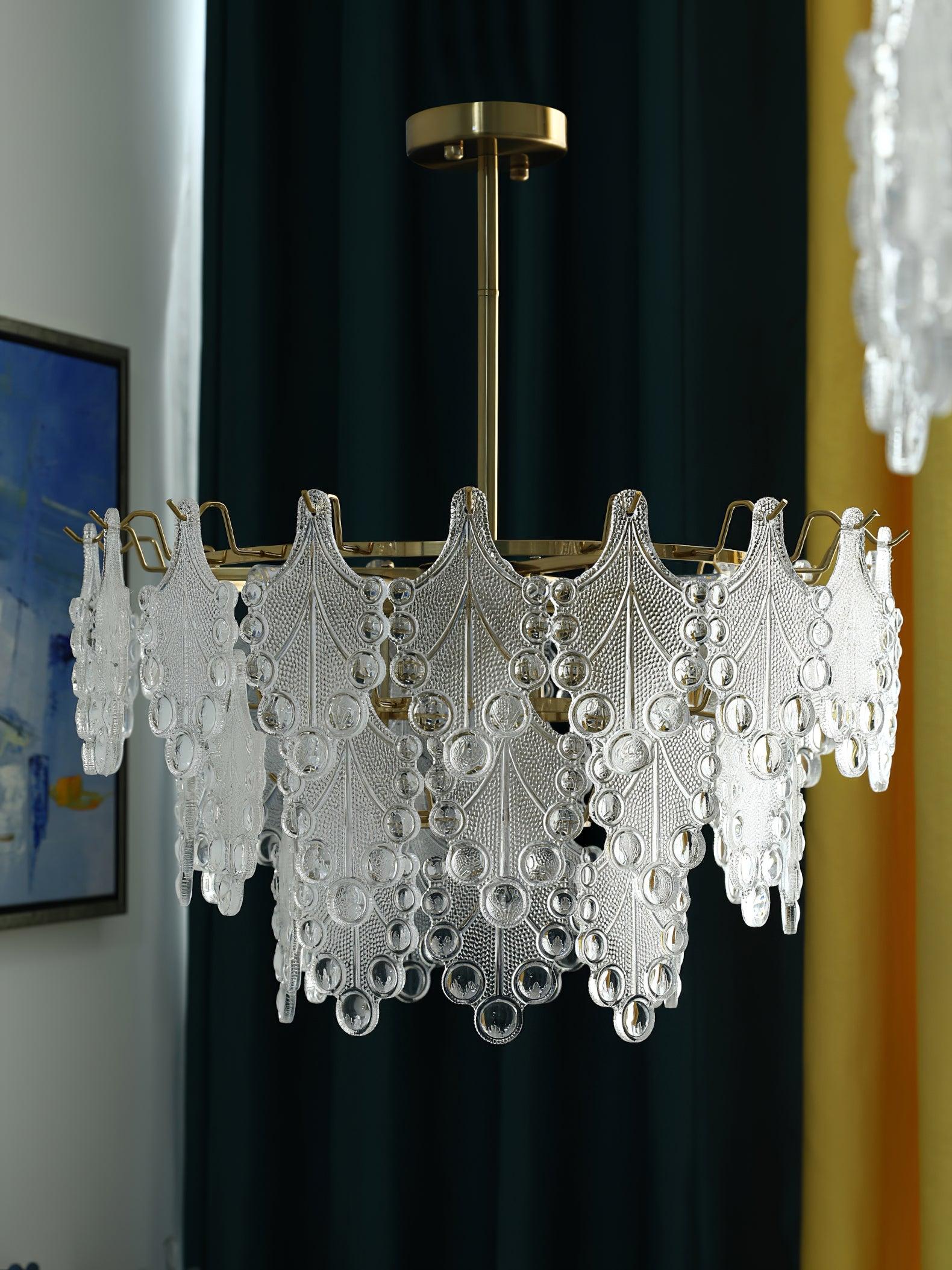 Tiered Carved Glass Chandelier - Cueteks