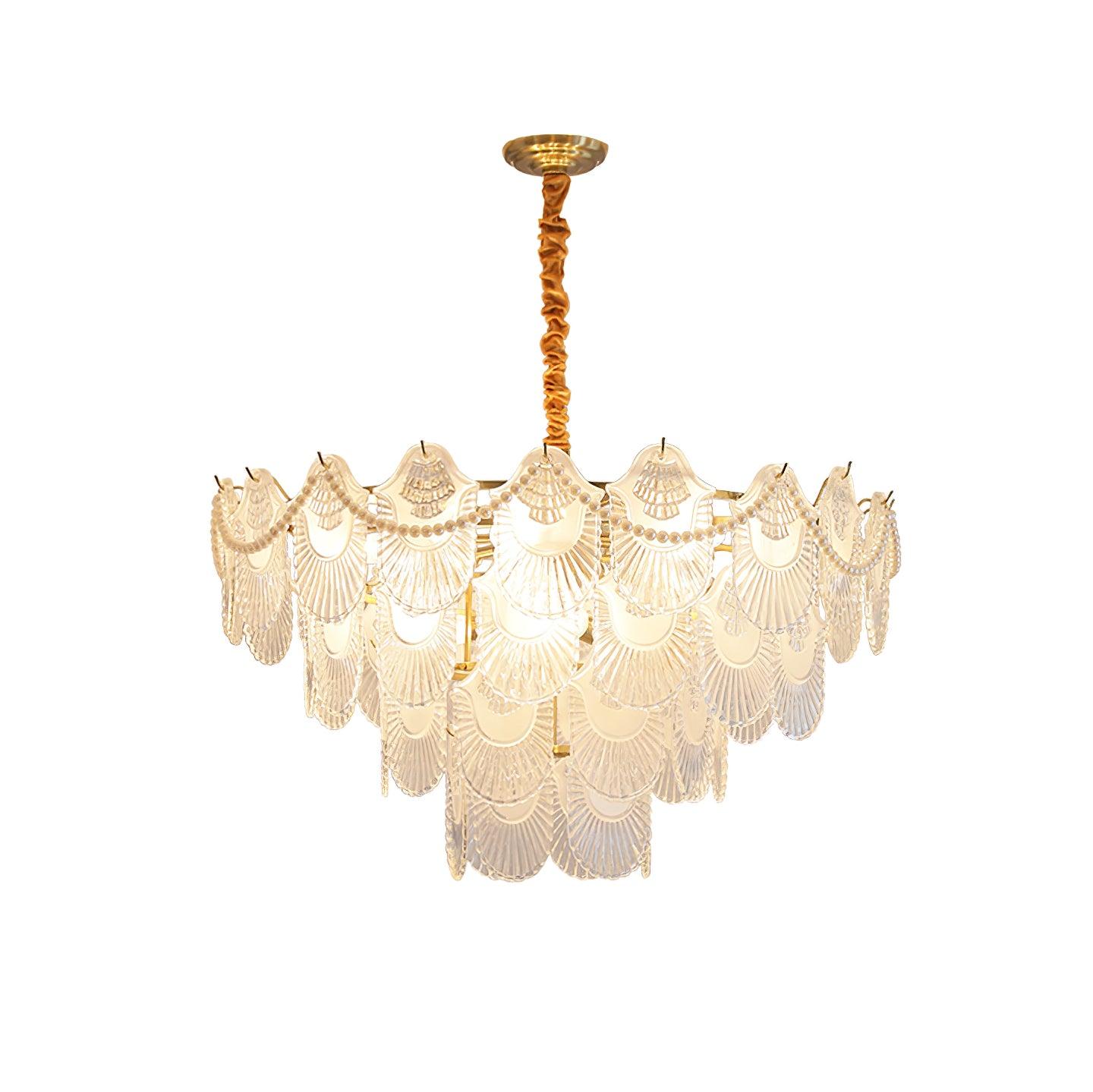 Pearl Glass Shell Chandelier - Cueteks
