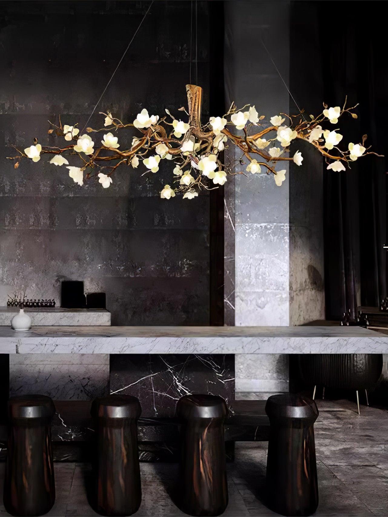 Flower Bloom Branch Brass Chandelier - Cueteks