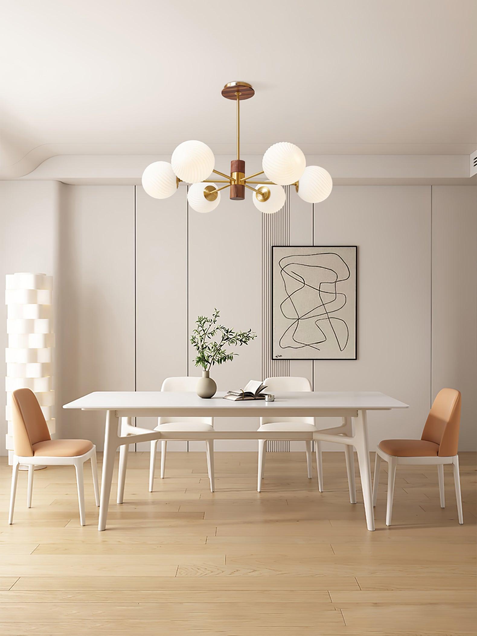 Ribbed Babble Glass Chandelier - Cueteks