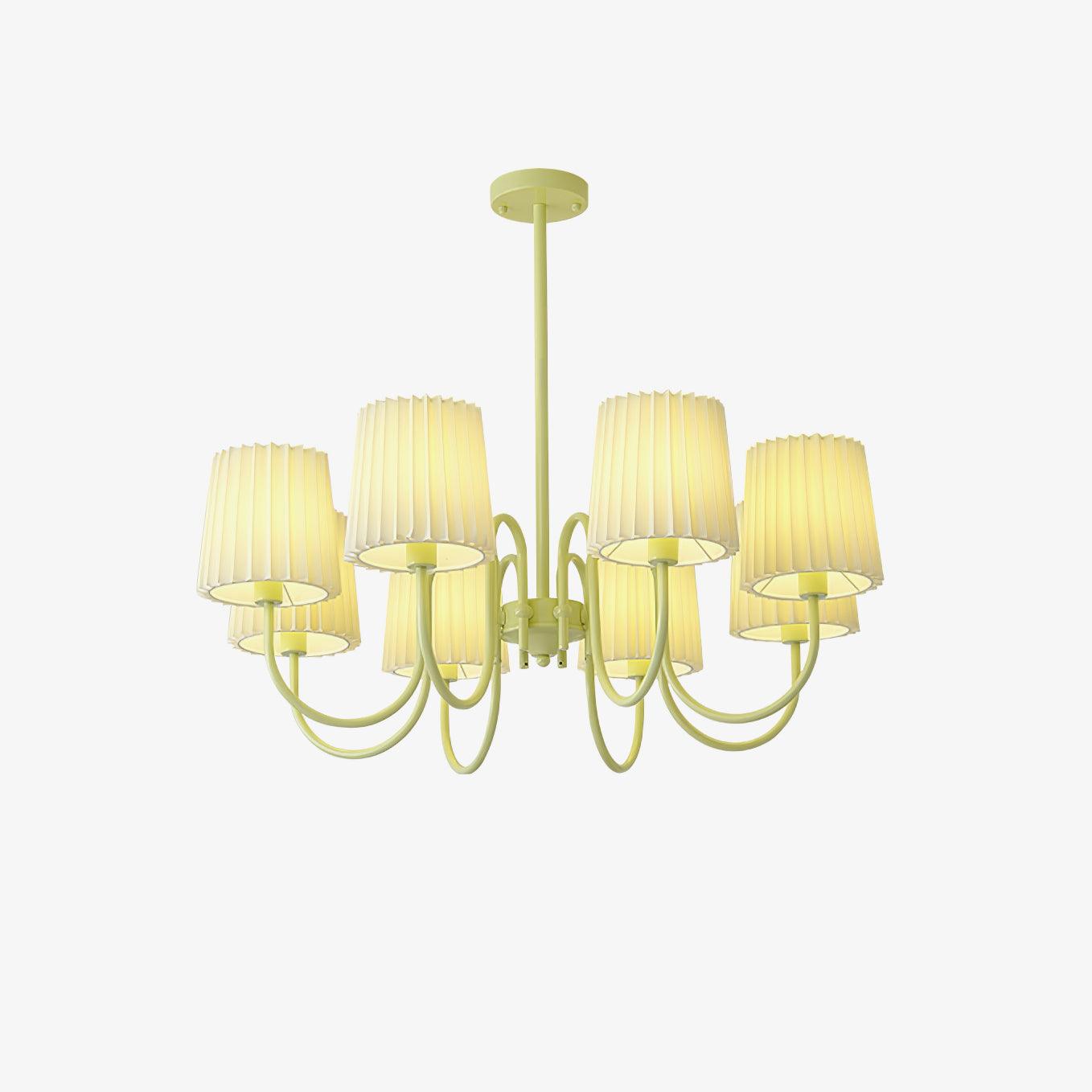 Pleated Fabric Matcha Chandelier - Cueteks