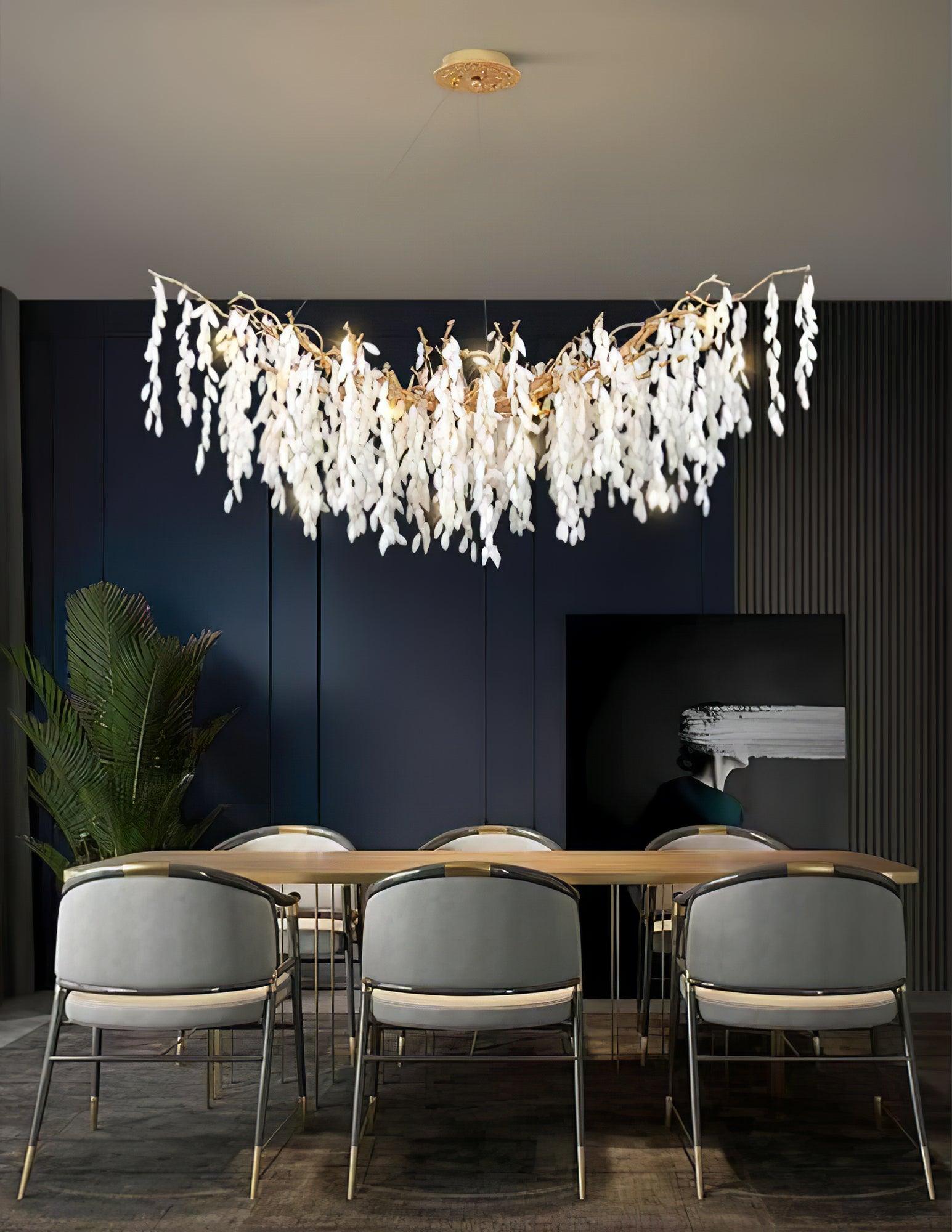 White Jade Branch Brass Chandelier - Cueteks