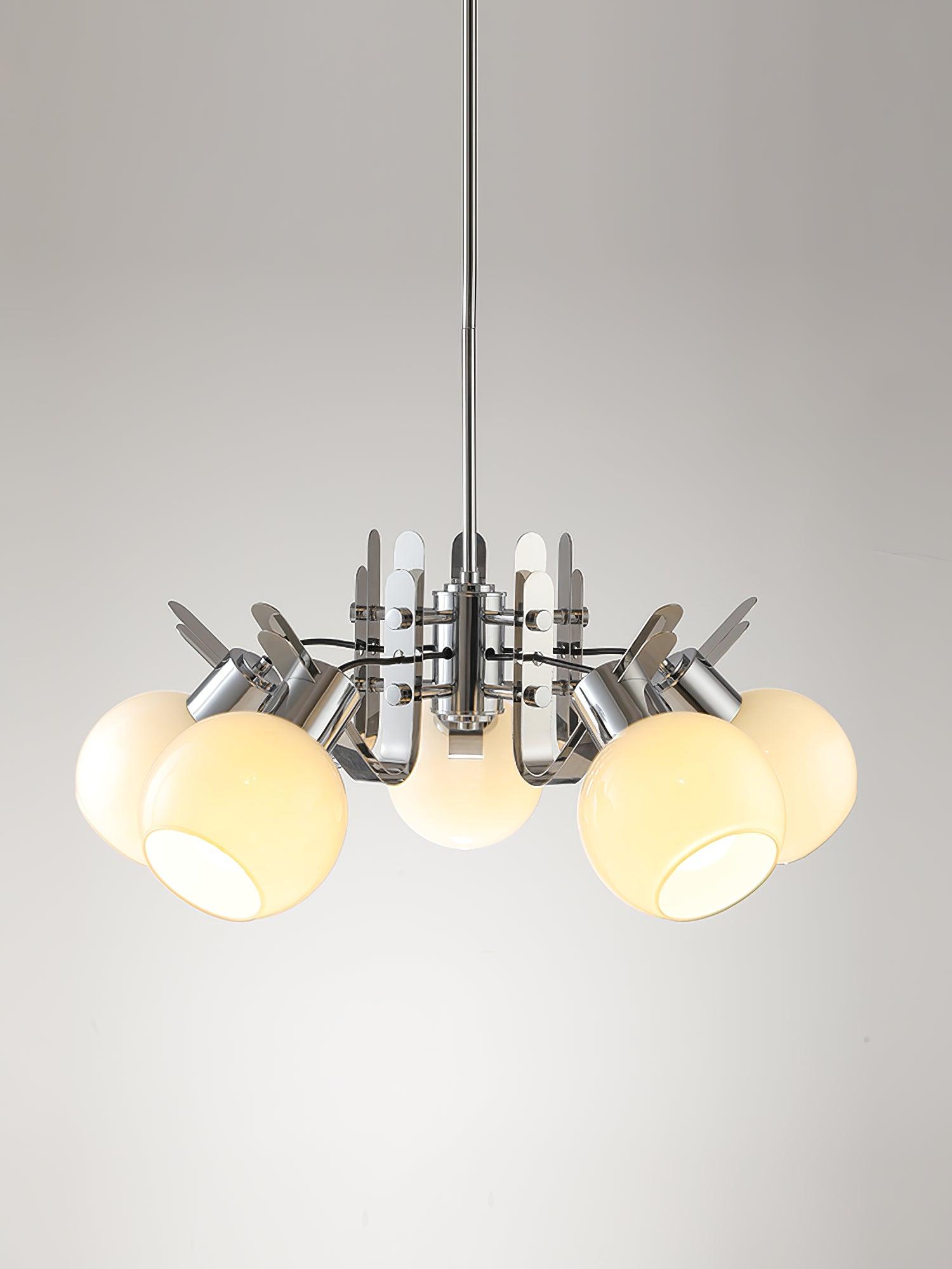 Vintage Geometrical Chrome Chandelier - Cueteks