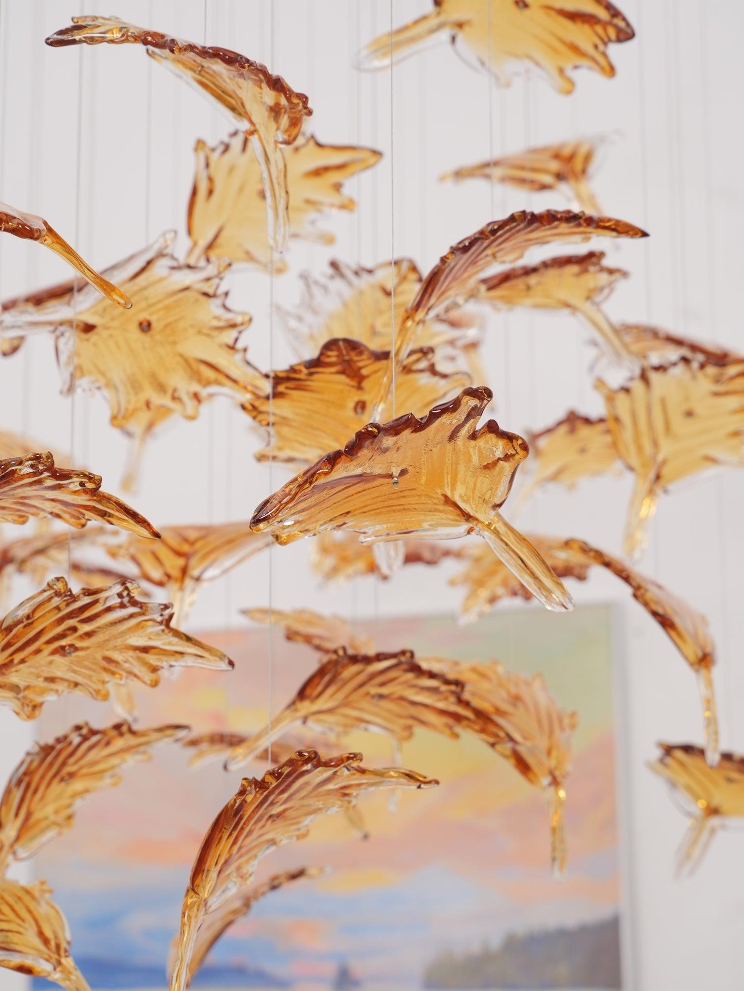 Multicolor Crystal Maple Leaf Chandelier - Cueteks