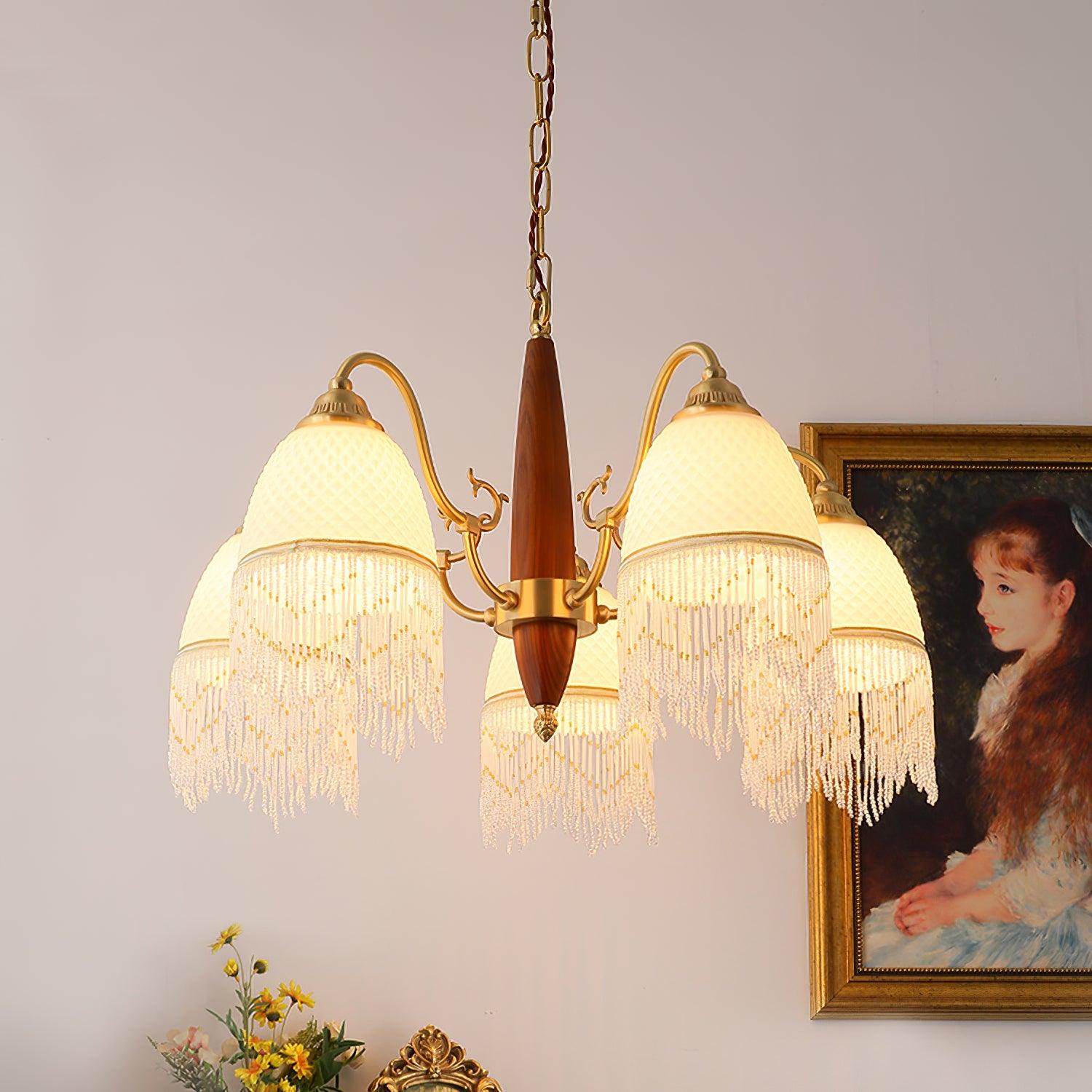 Mesh Tassel Glass Chandelier - Cueteks