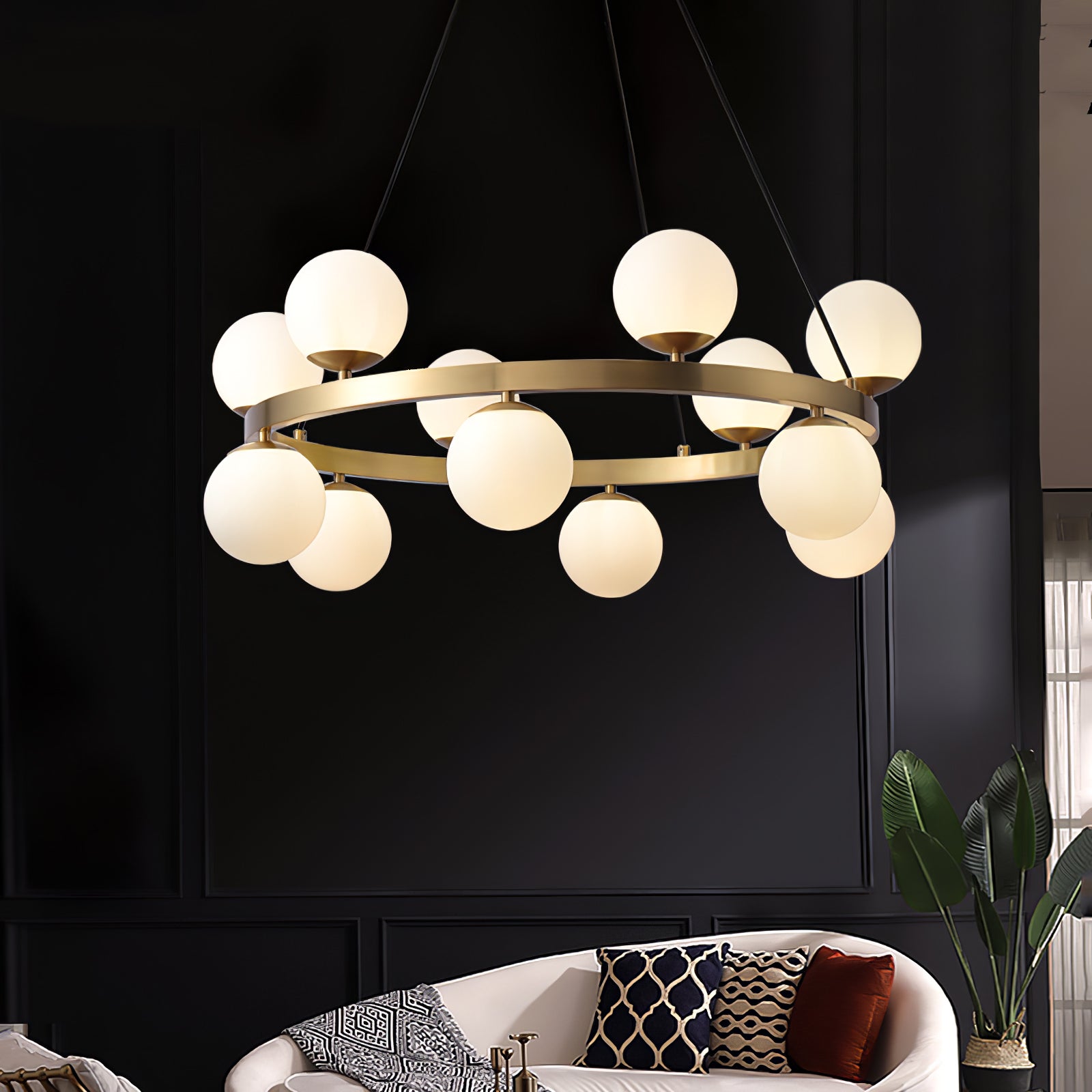 Bubbles Brass Ring Chandelier - Cueteks