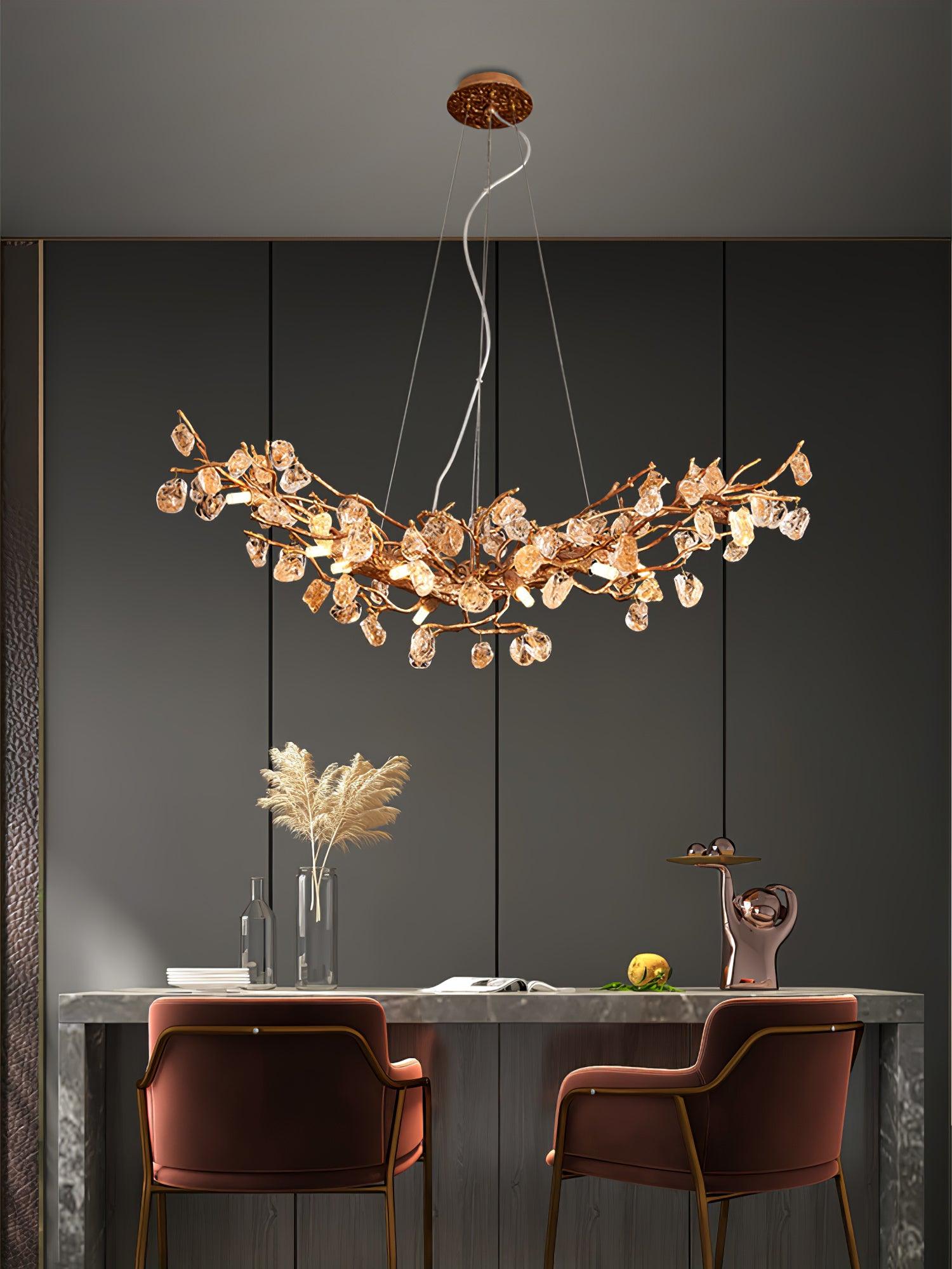 Stone Crystal Brass Chandelier - Cueteks