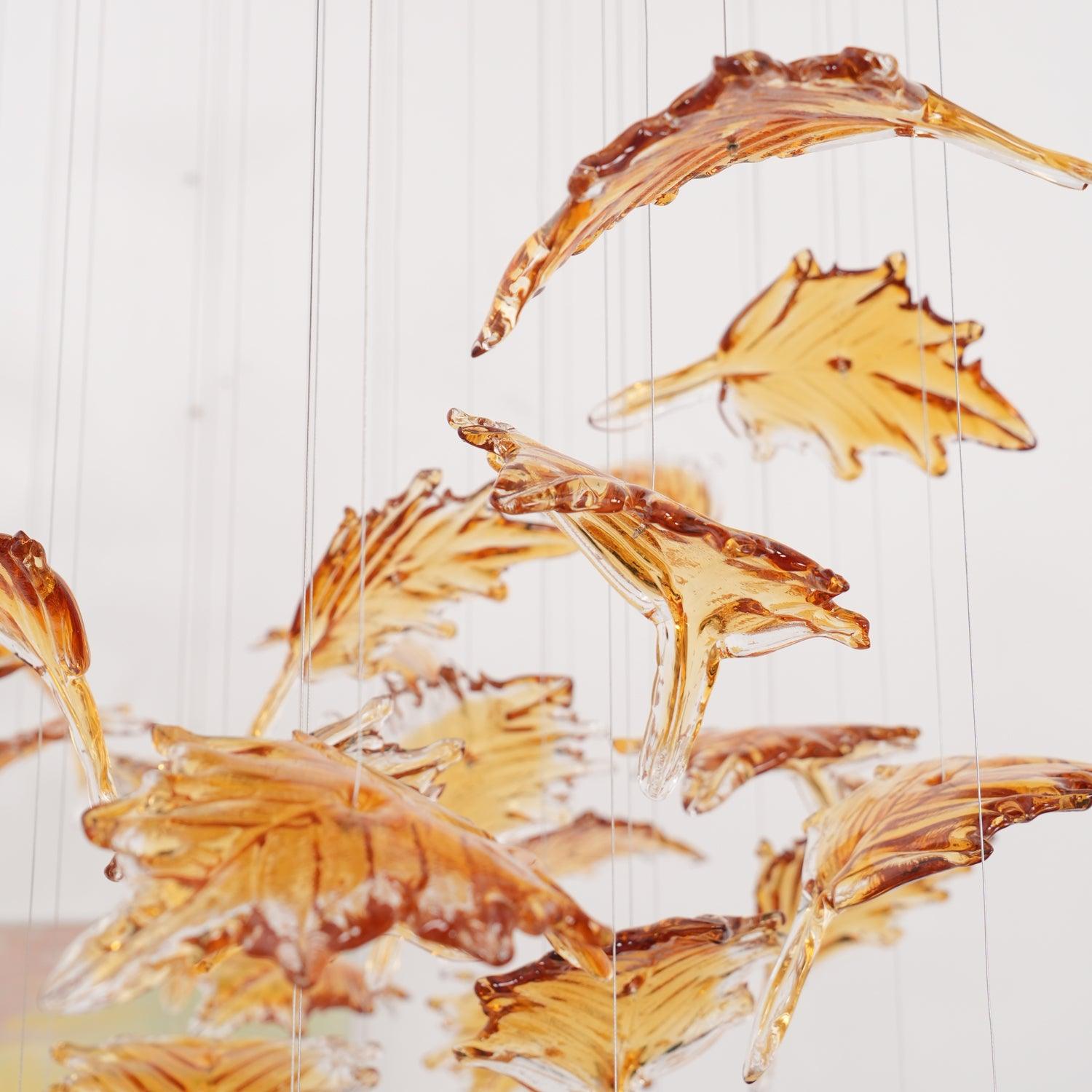 Multicolor Crystal Maple Leaf Chandelier - Cueteks