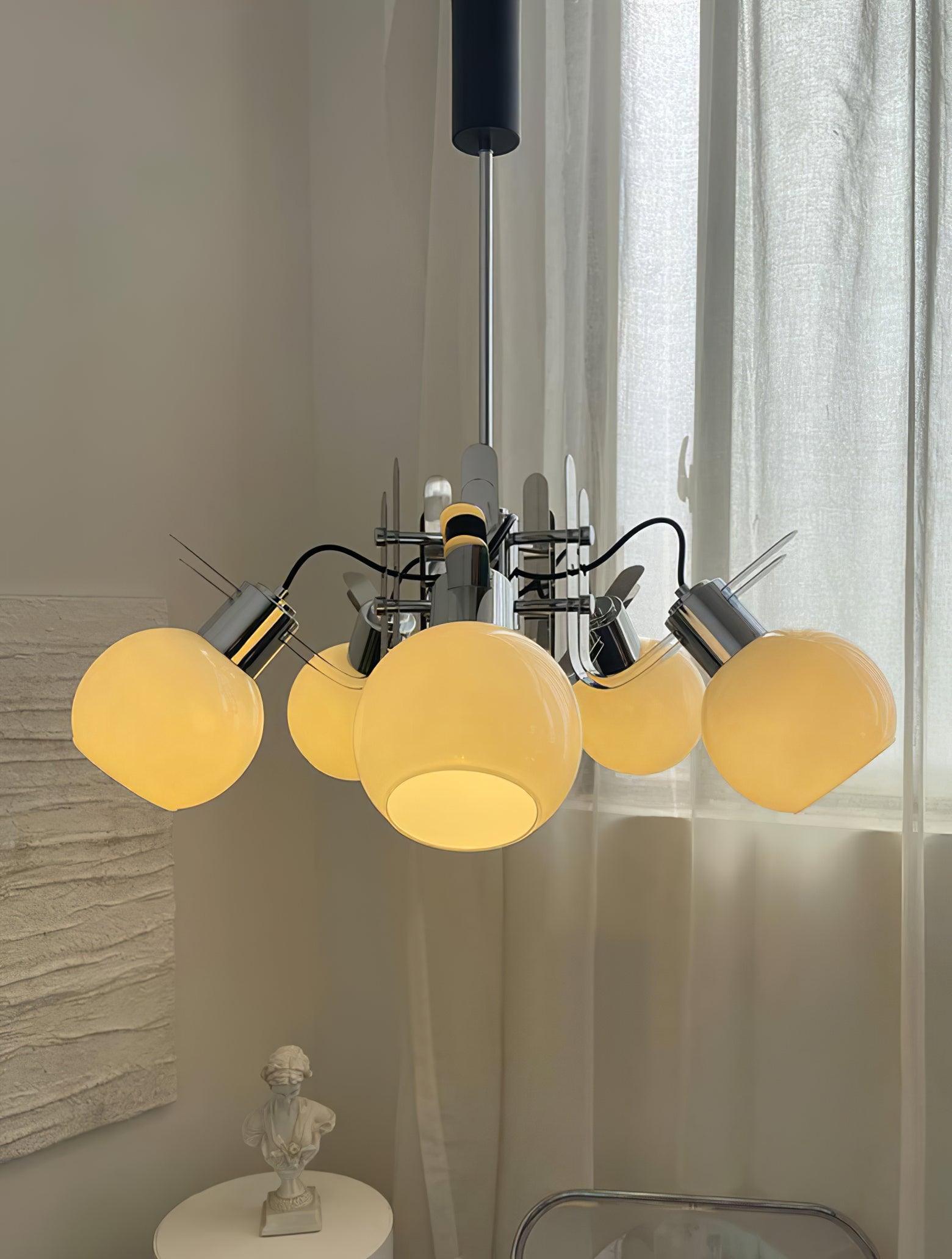 Vintage Geometrical Chrome Chandelier - Cueteks