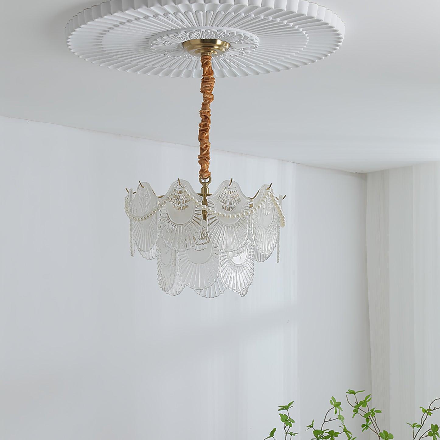 Pearl Glass Shell Chandelier - Cueteks