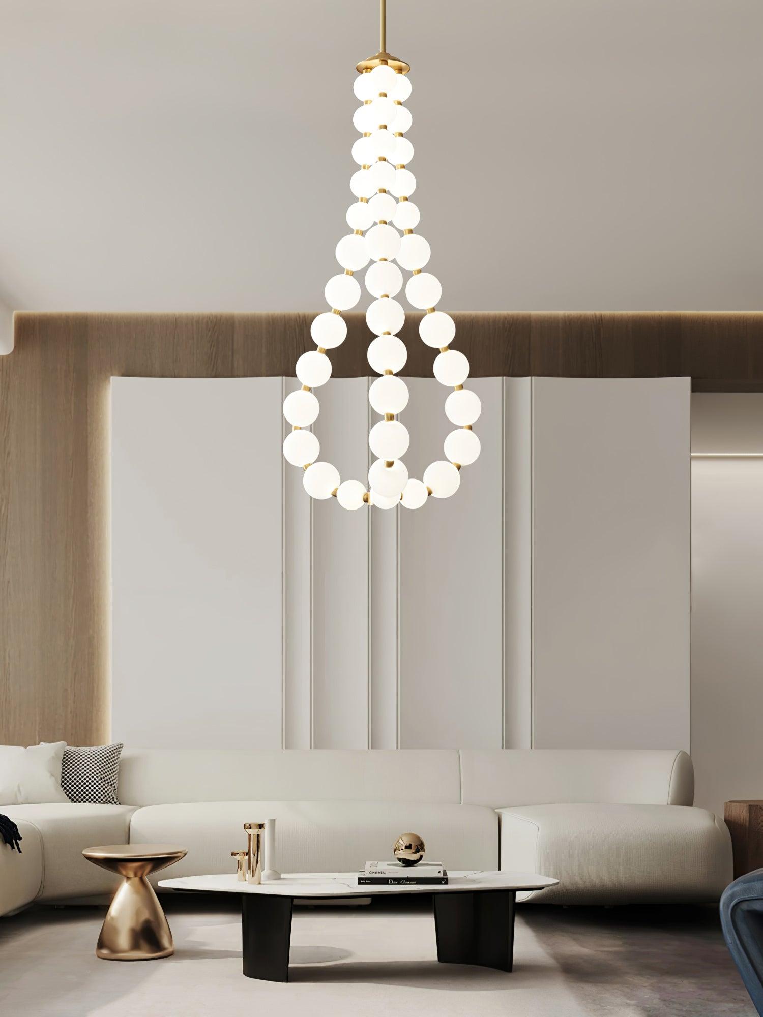 Glass Pearl Necklace Chandelier - Cueteks