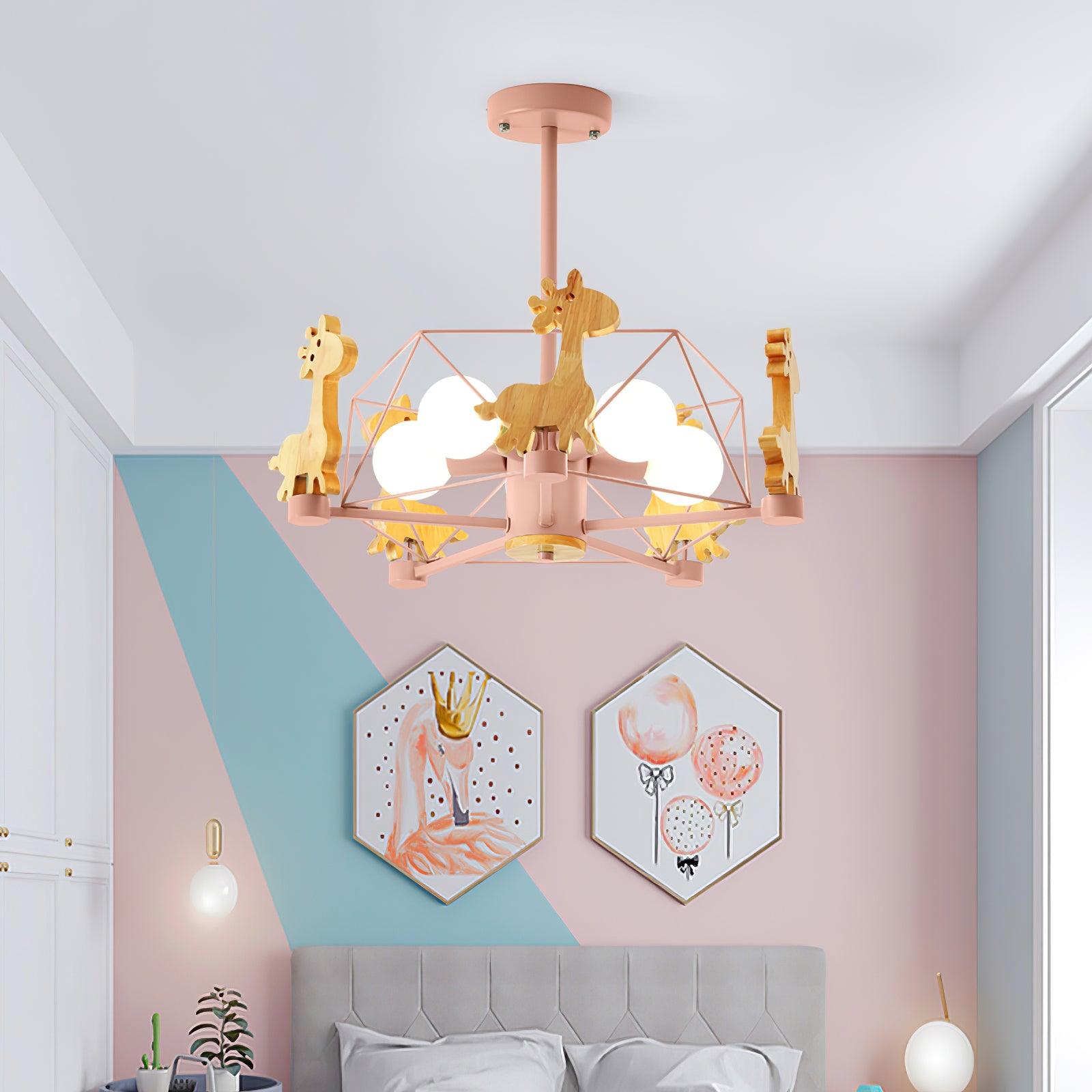 Lovely Deer Wooden Chandelier - Cueteks