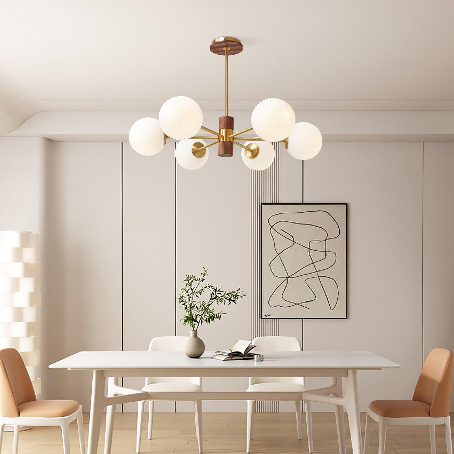 Ribbed Babble Glass Chandelier - Cueteks