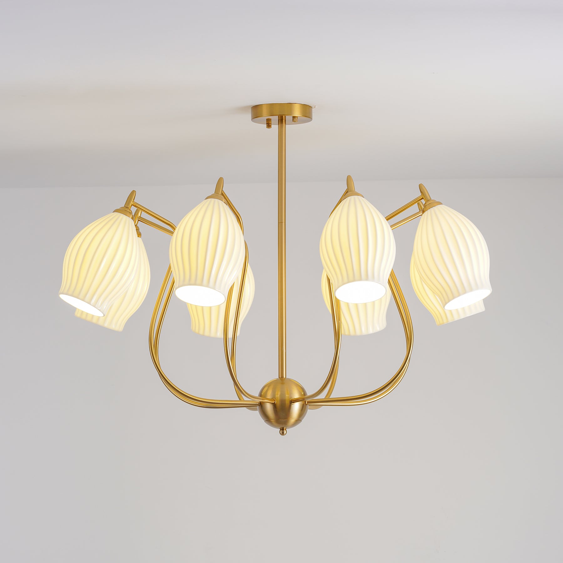 Ceramic Ribbed Chandelier - Cueteks