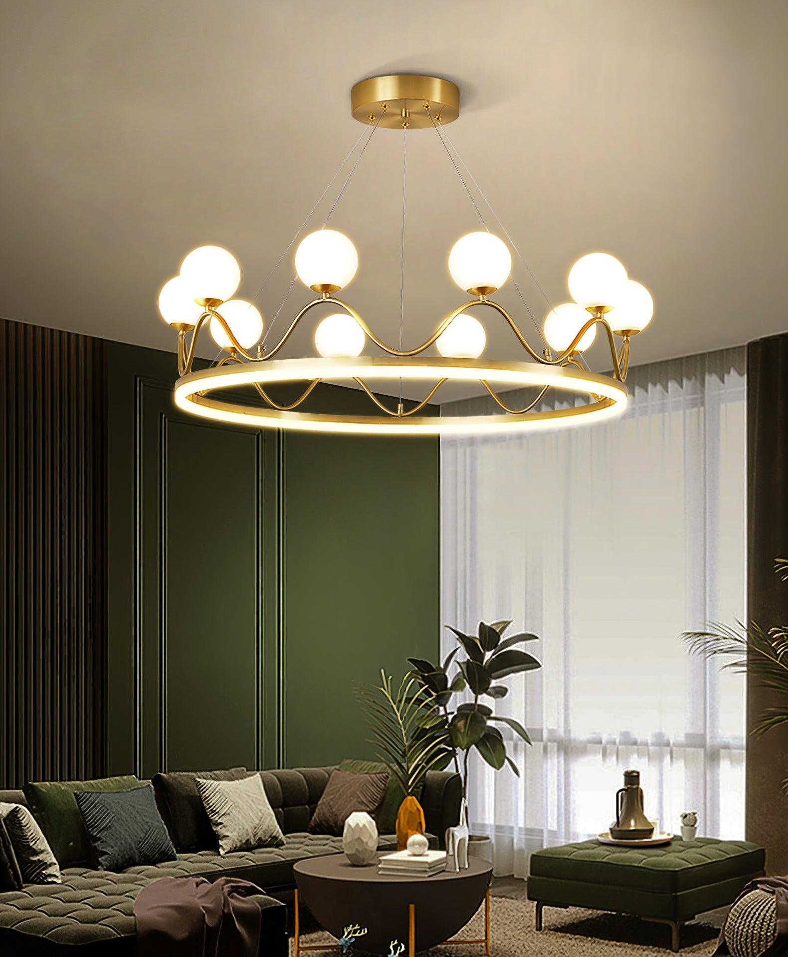 Crown Brass Chandelier - Cueteks