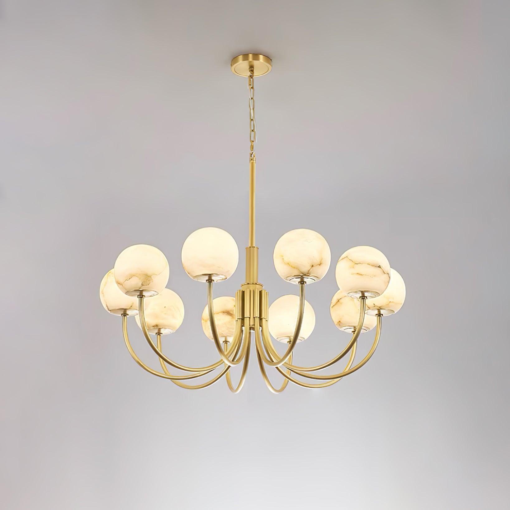 Aurelian ten-head chandelier with branching brass arms