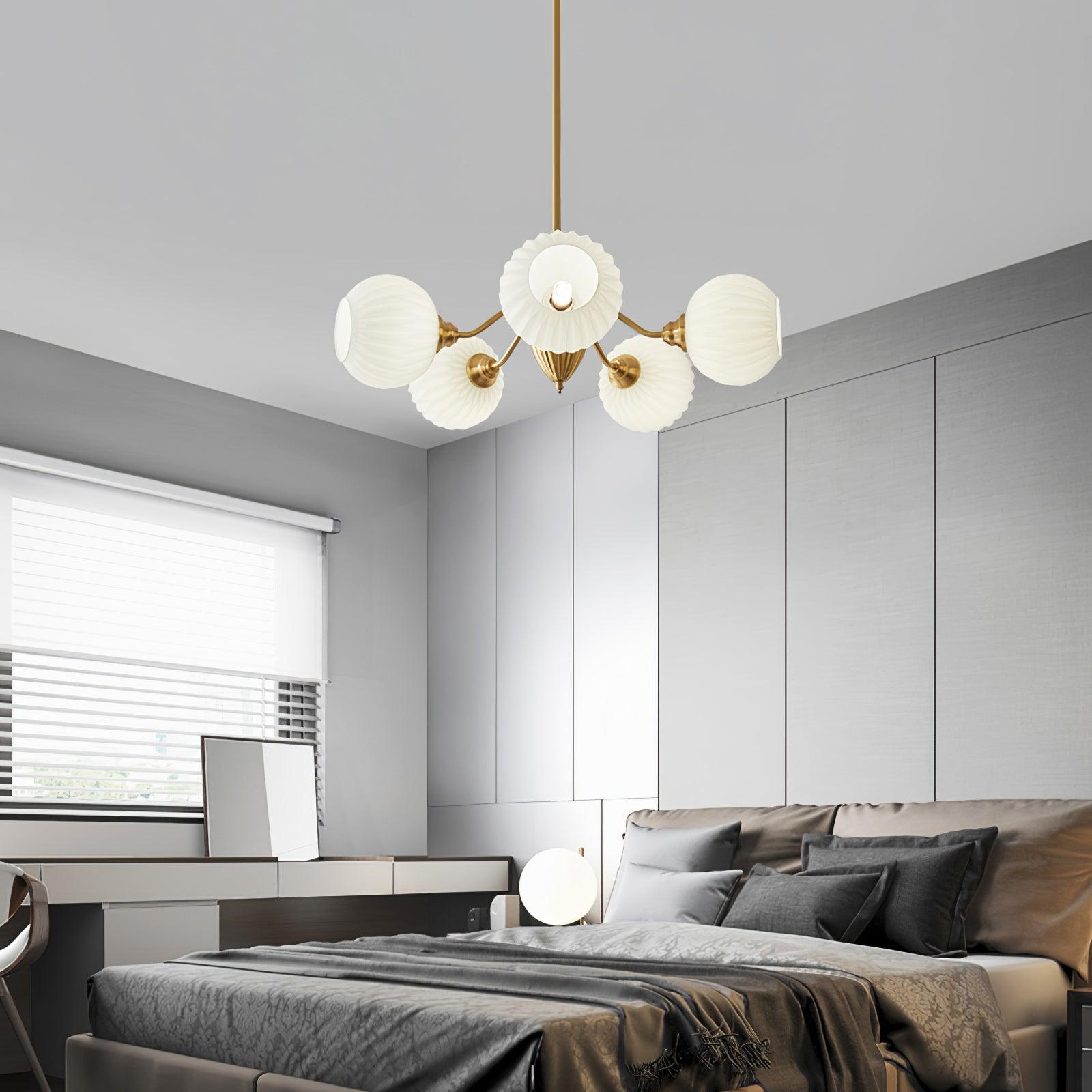 Ribbed Glass Ball Chandelier - Cueteks