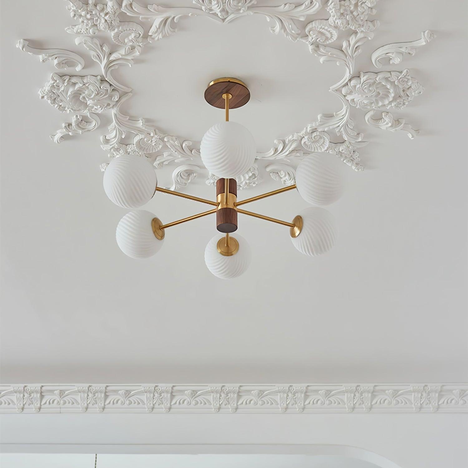 Ribbed Babble Glass Chandelier - Cueteks