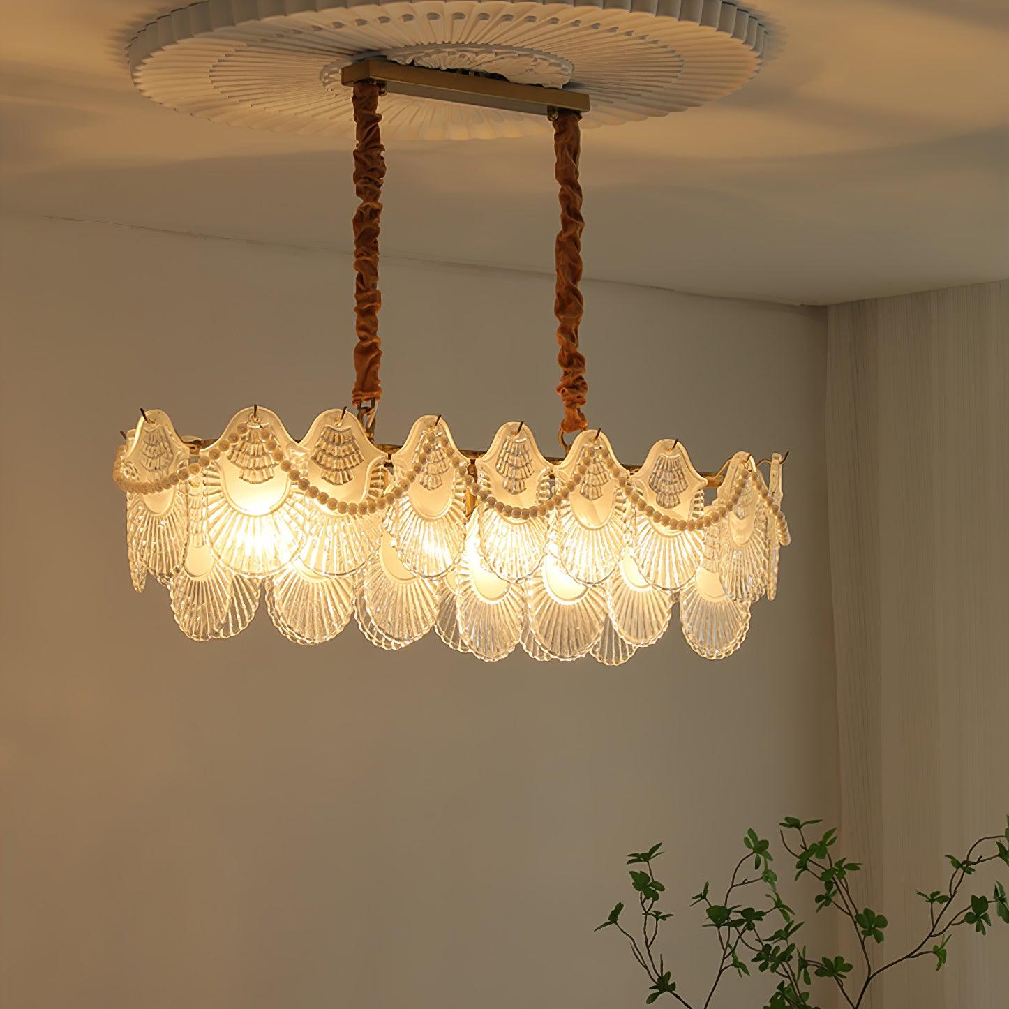 Pearl Glass Shell Chandelier - Cueteks