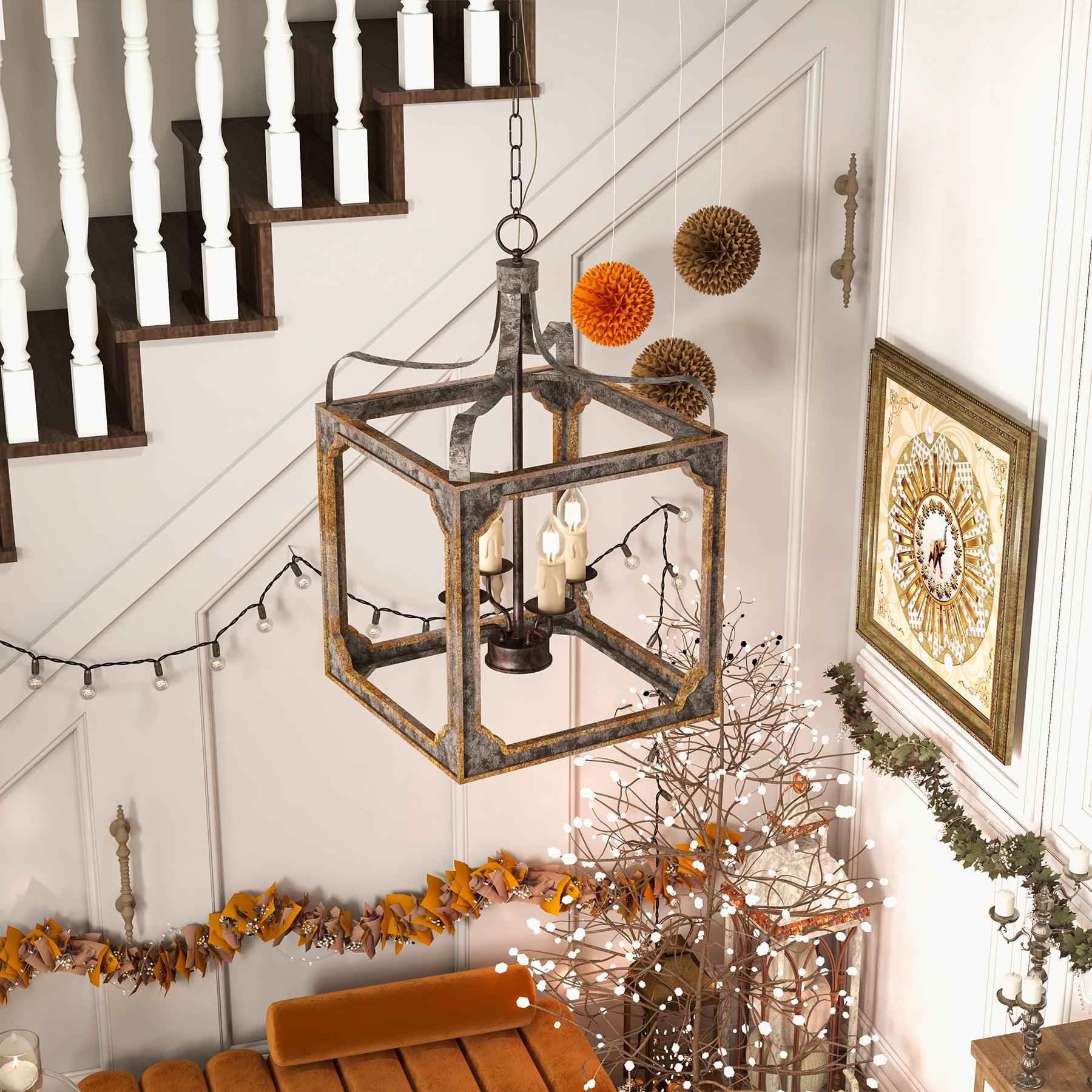 Boho Rustic Cube Chandelier - Cueteks
