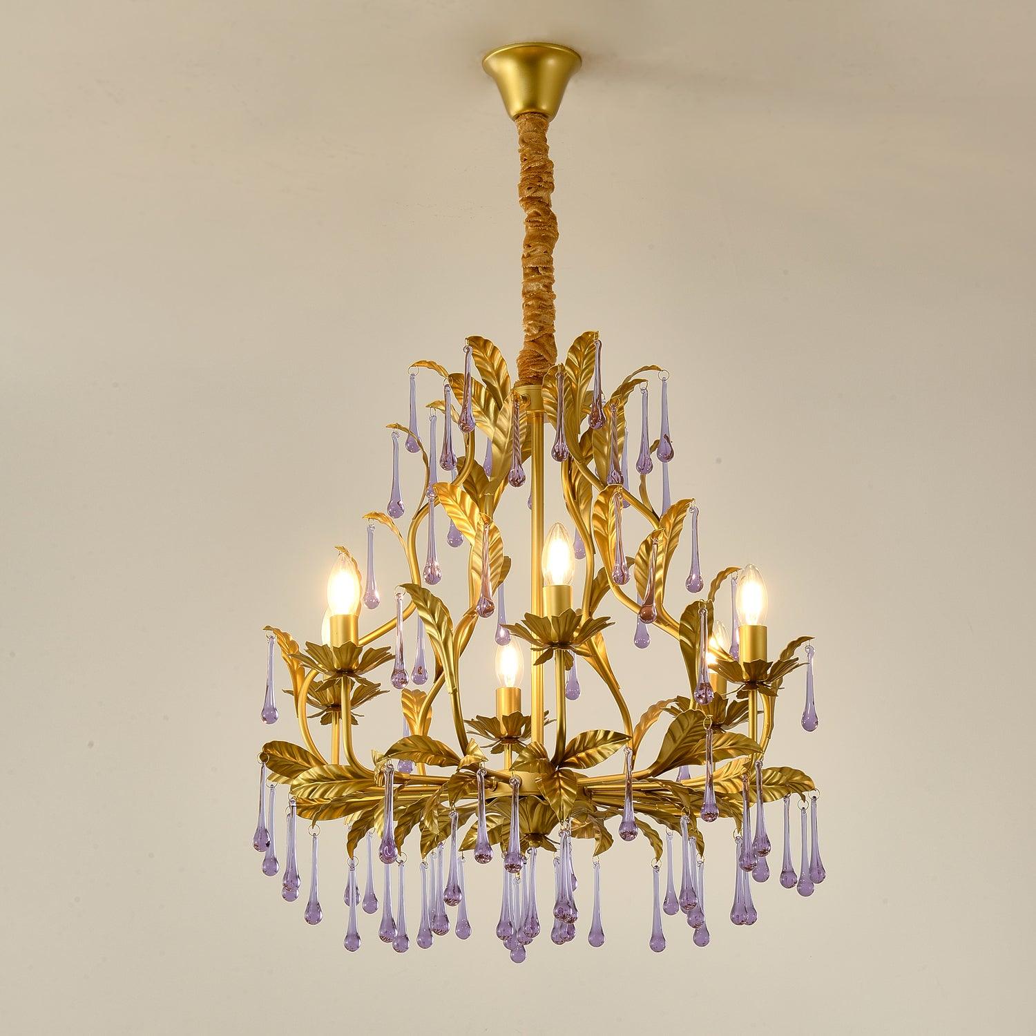 Amethyst Drops Crystal Chandelier - Cueteks