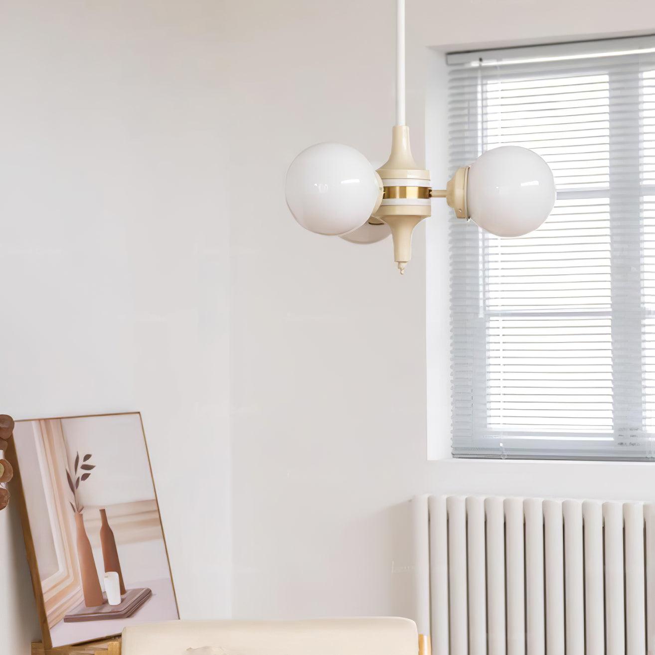 Cream Glass Ball Chandelier - Cueteks
