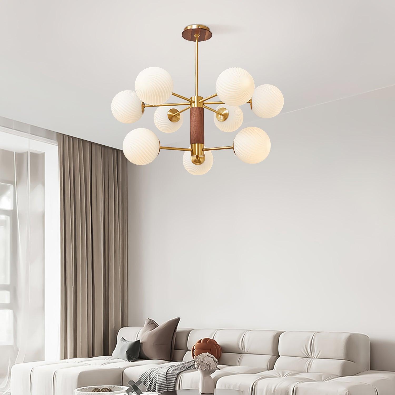 Ribbed Babble Glass Chandelier - Cueteks