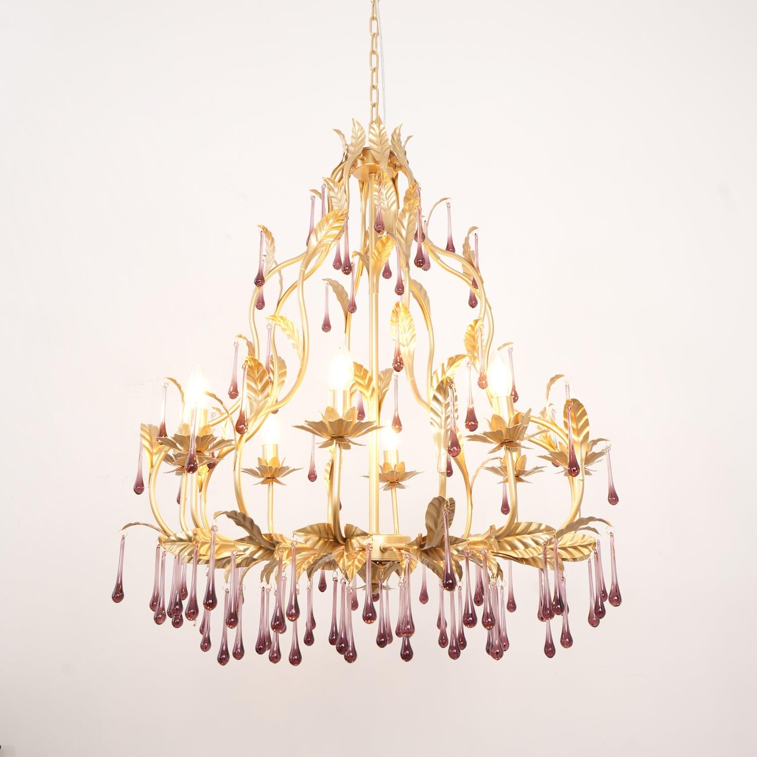 Amethyst Drops Crystal Chandelier - Cueteks