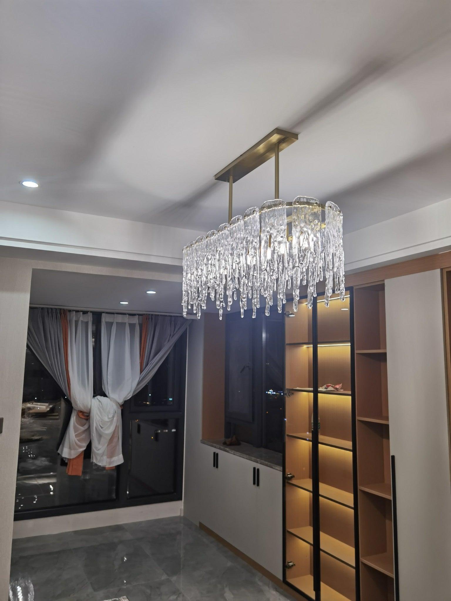 Rectangular Icicle Glass Chandelier - Cueteks